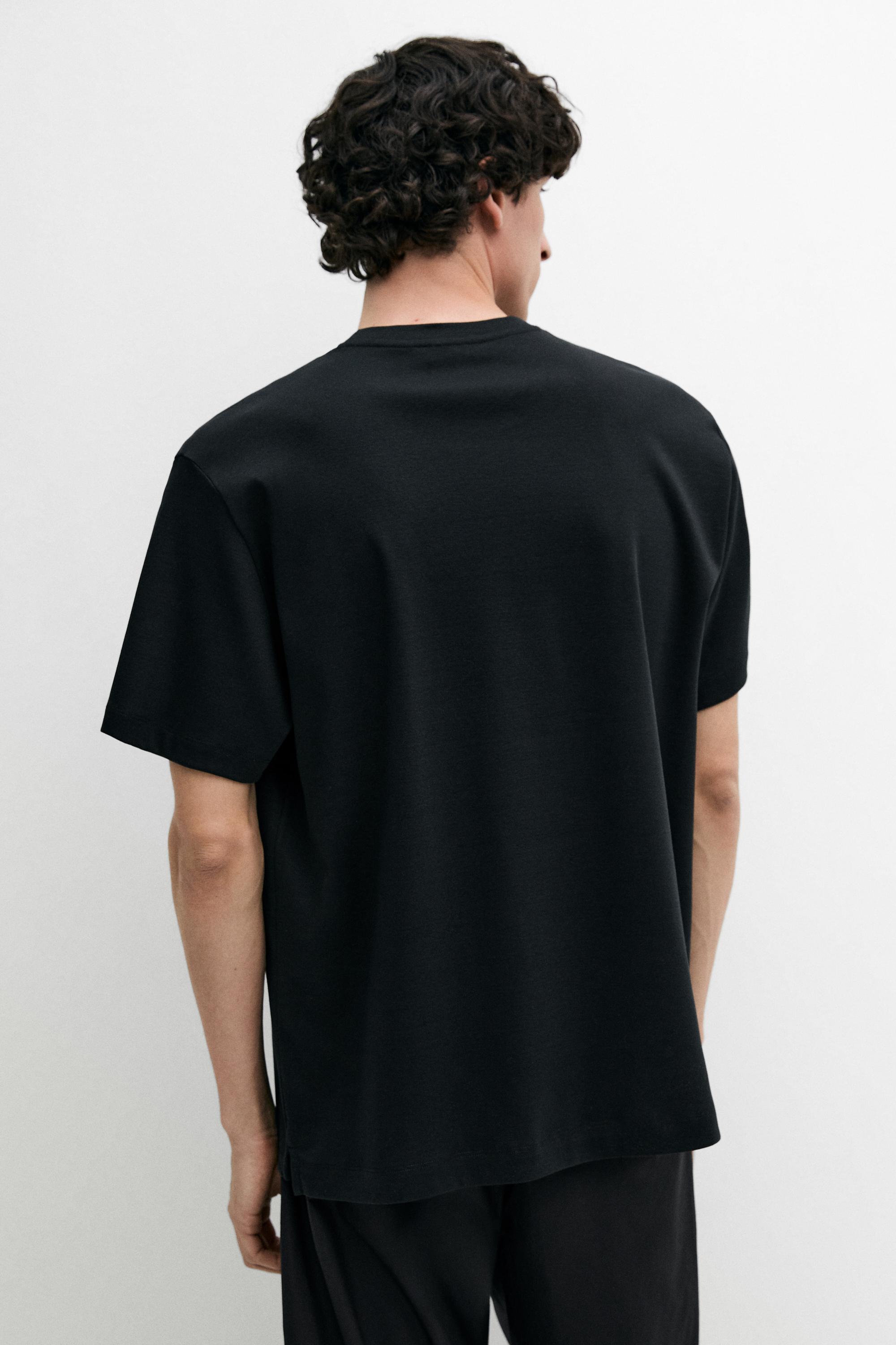 100% mercerised cotton T-shirt — BLACK