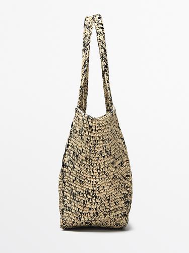 100% raffia mid-sized tote bag — GREY 4