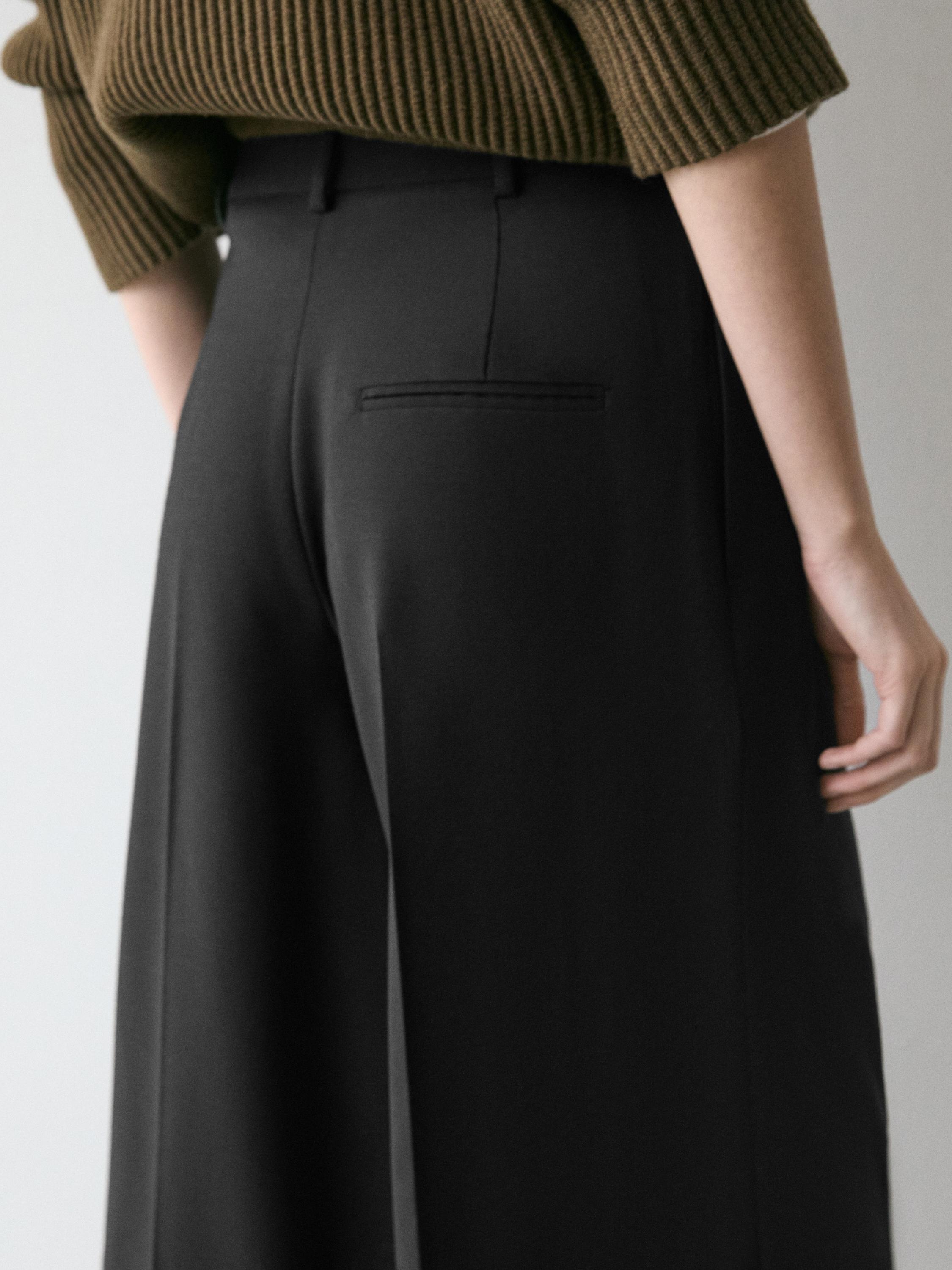 Flowing trousers with darts — BLACK