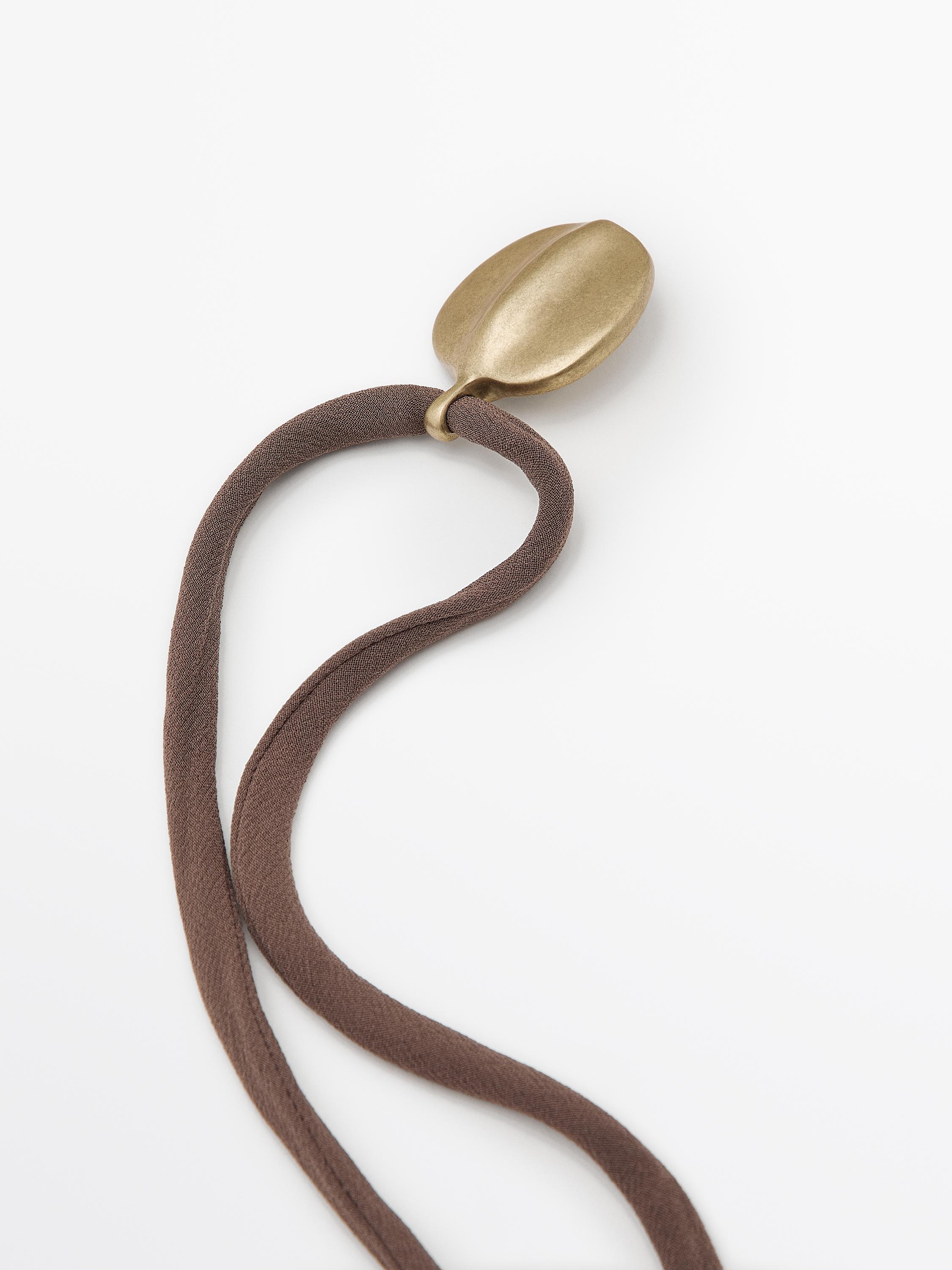 Leaf and silk cord necklace