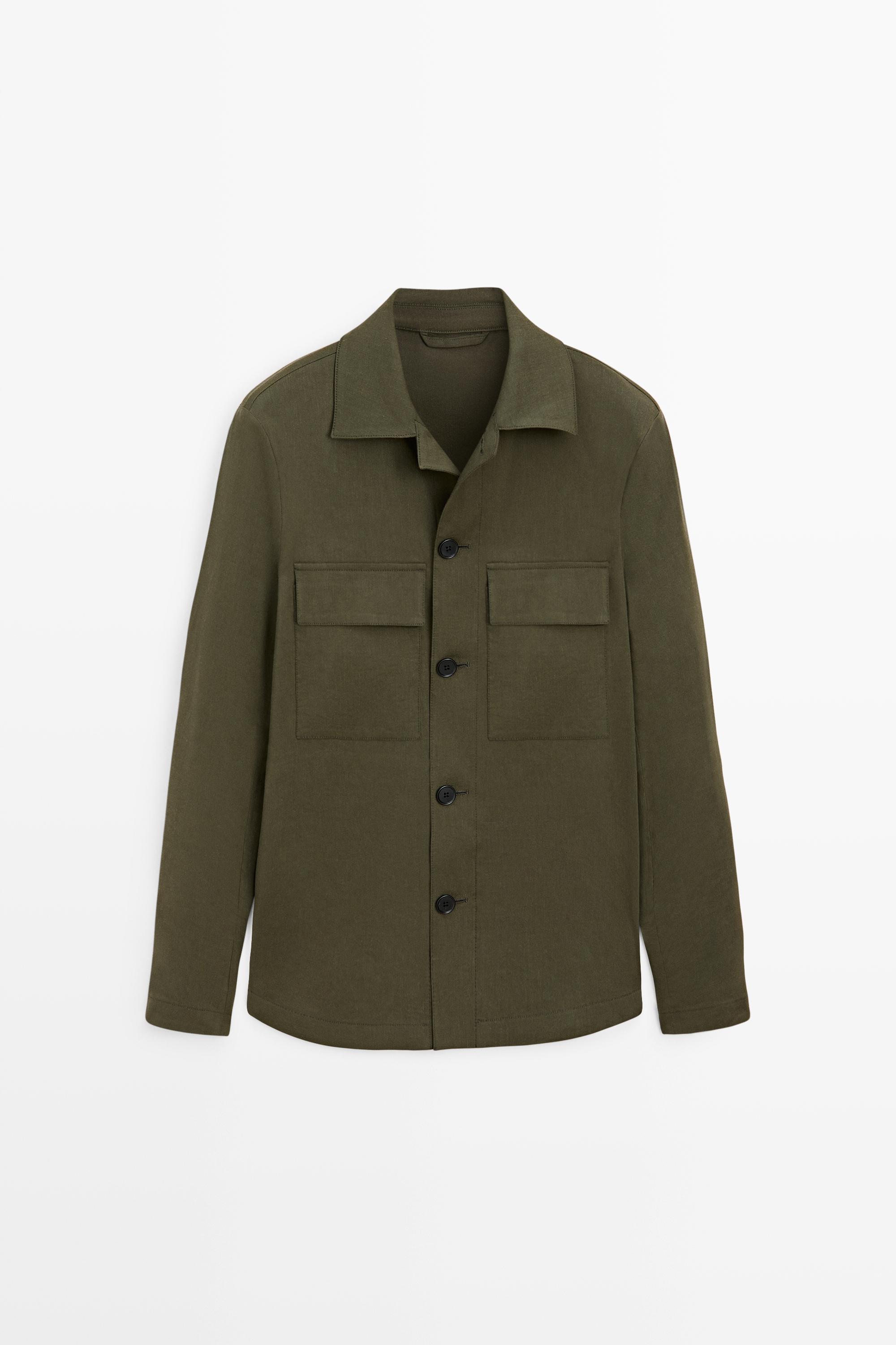 Total look overshirt with pocket detail — GREEN