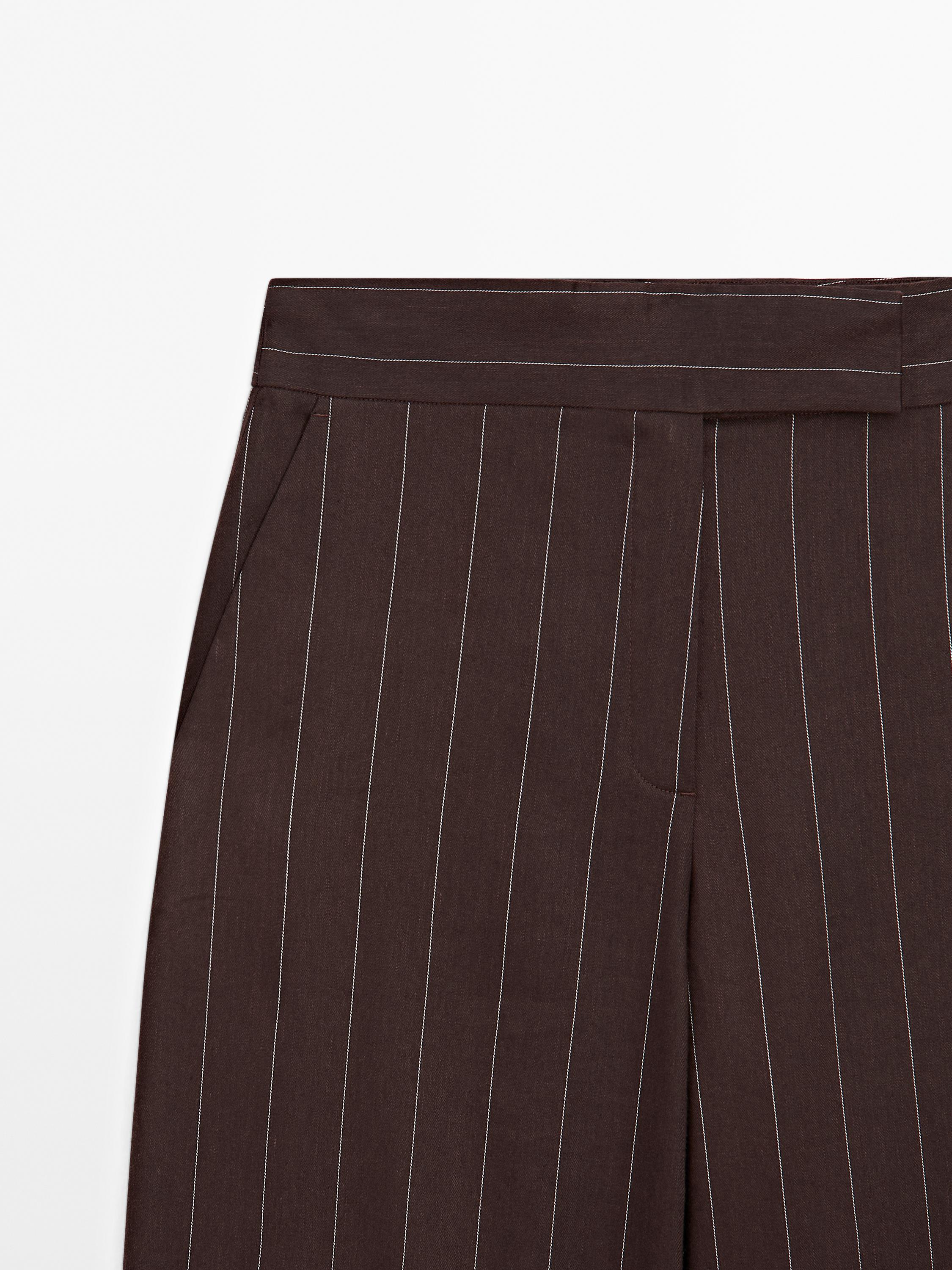 Striped straight-leg trousers