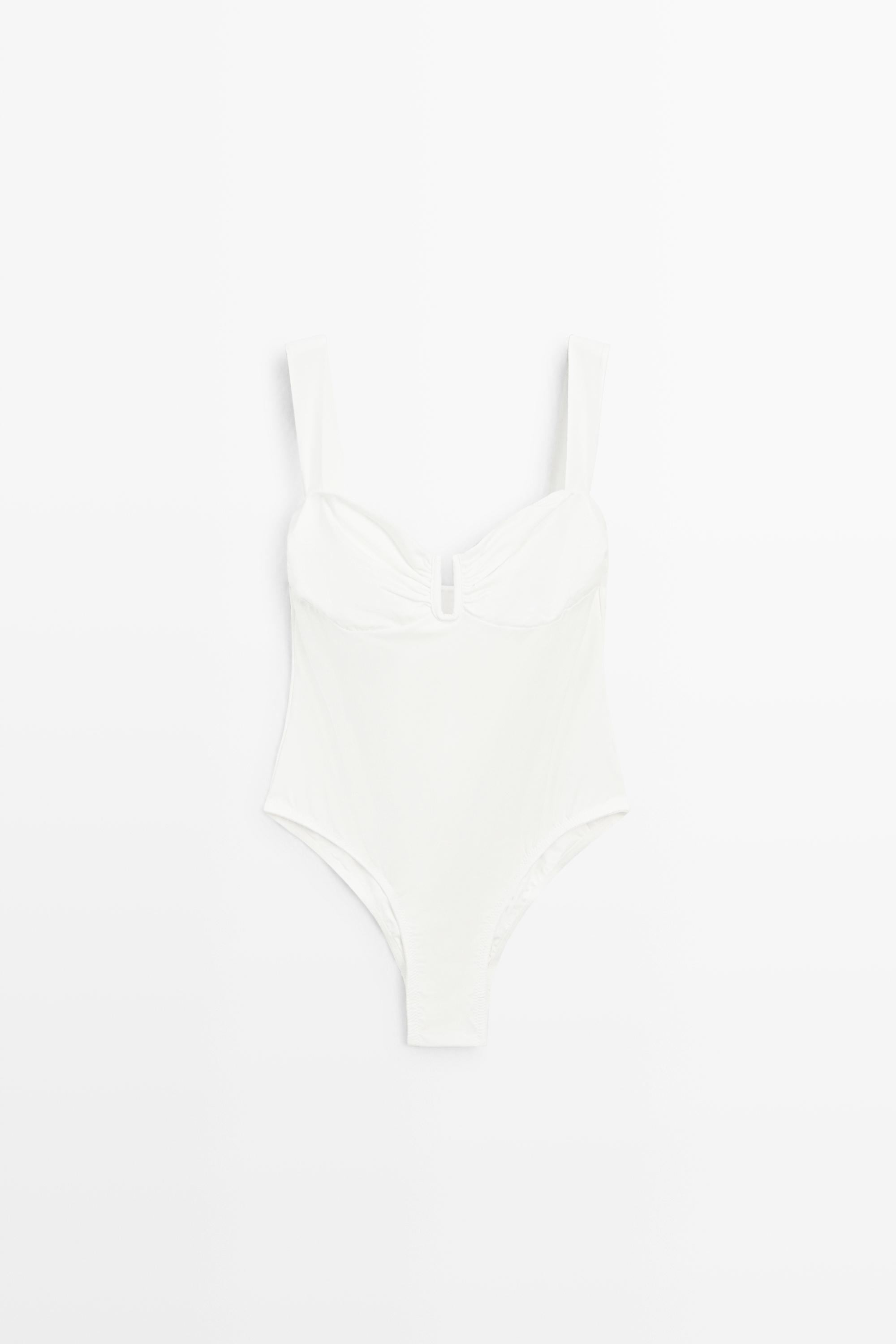 Swimsuit with gathered detail — Off white