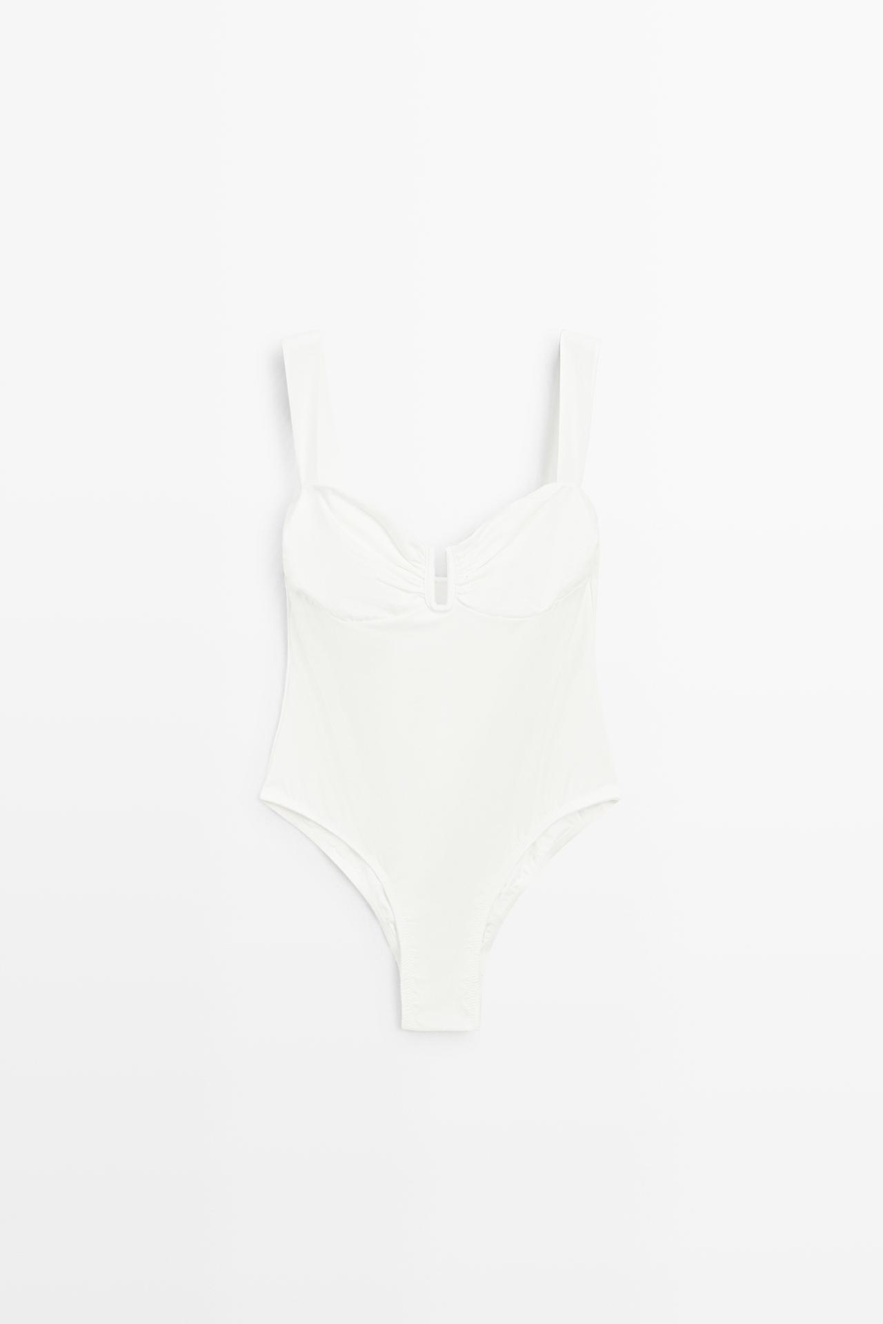 Swimsuit with gathered detail — Off white