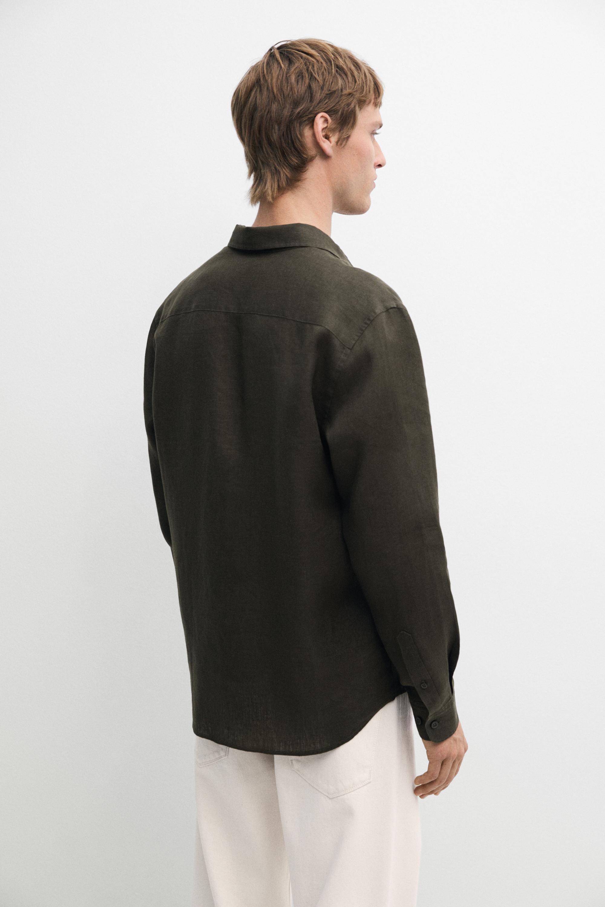 100% linen slim fit shirt — Sea green