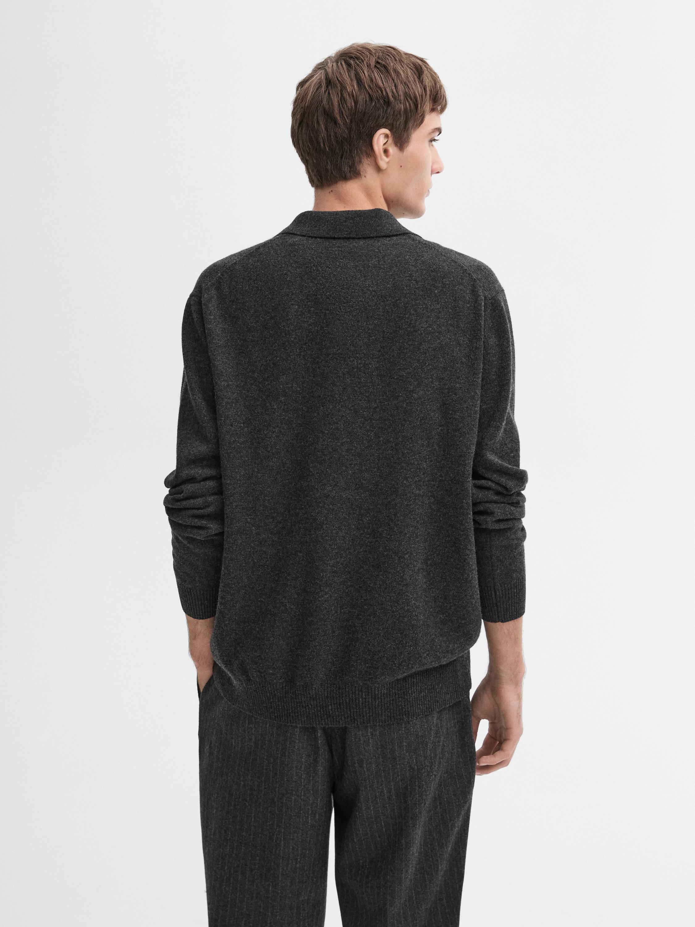 100% wool knit polo sweater
