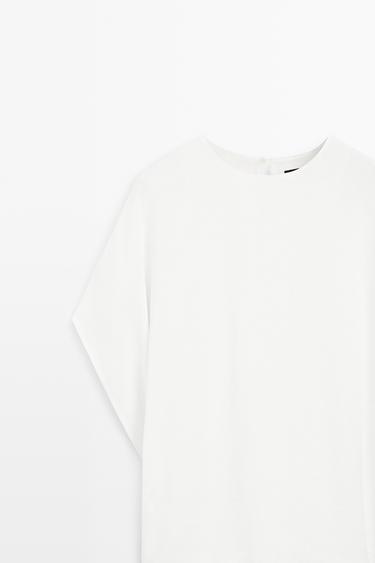 Combined linen-blend dress — WHITE 4