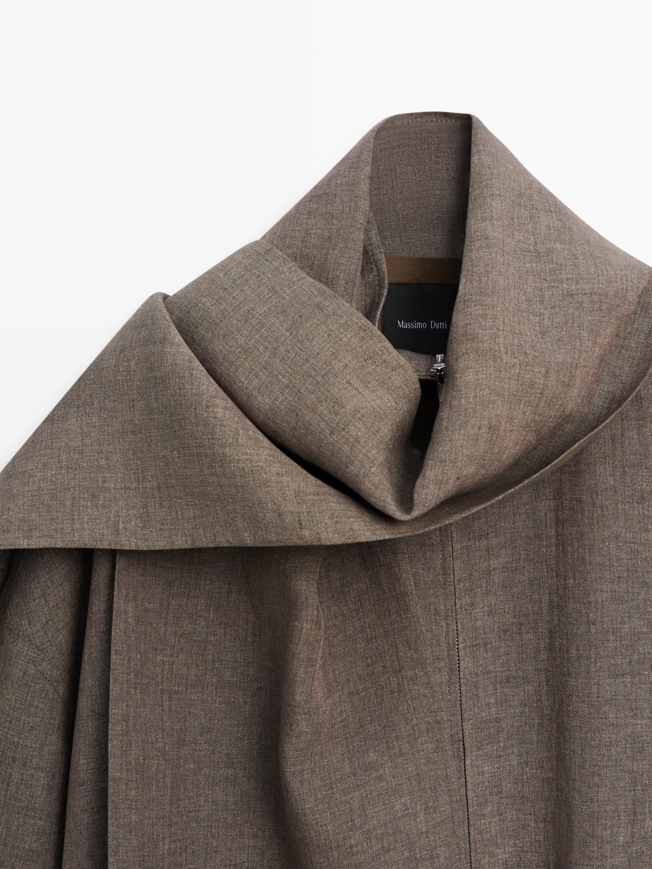 Linen melange bomber jacket with scarf — CAREY