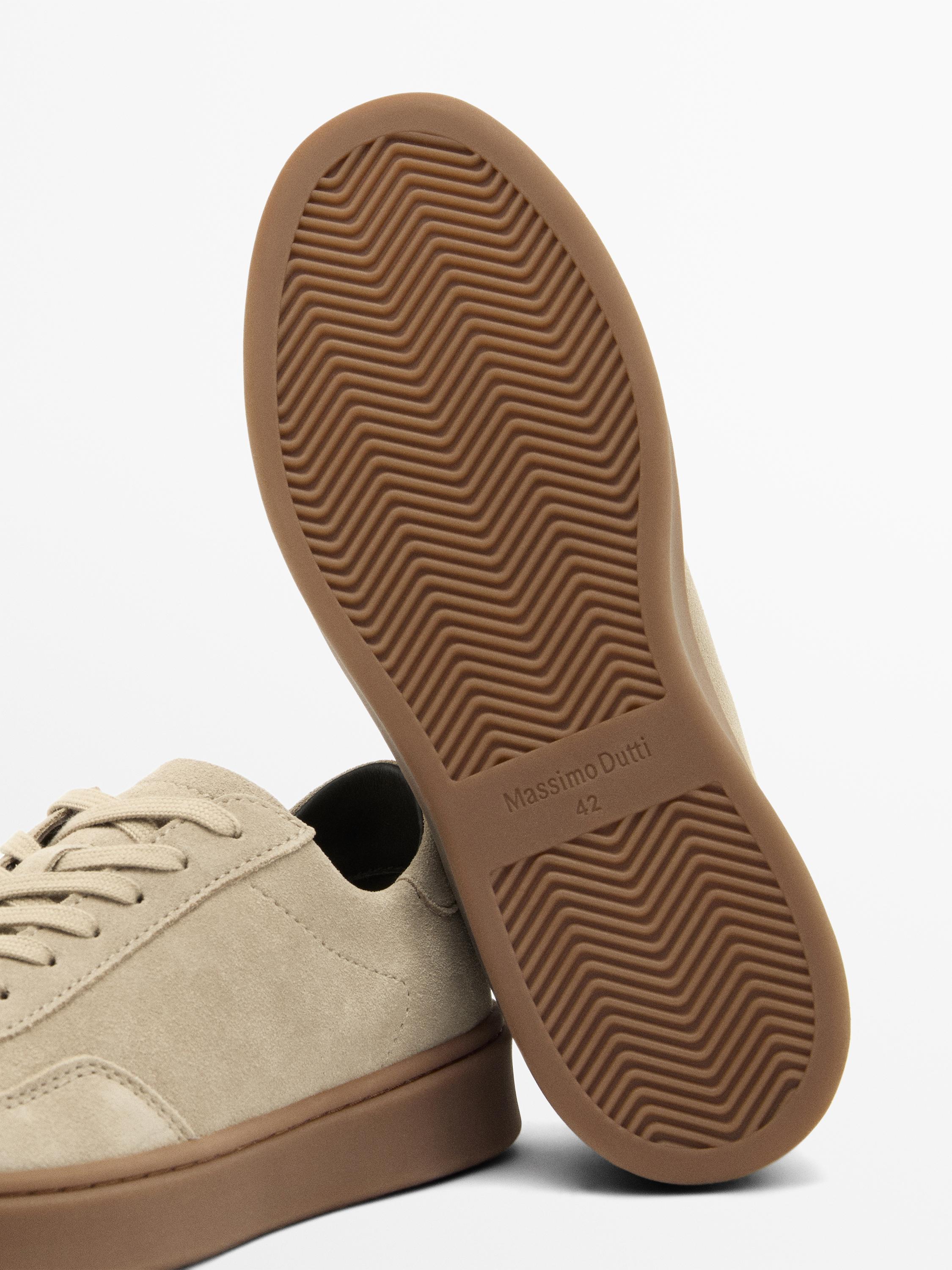 Split suede leather trainers — SAND BROWN