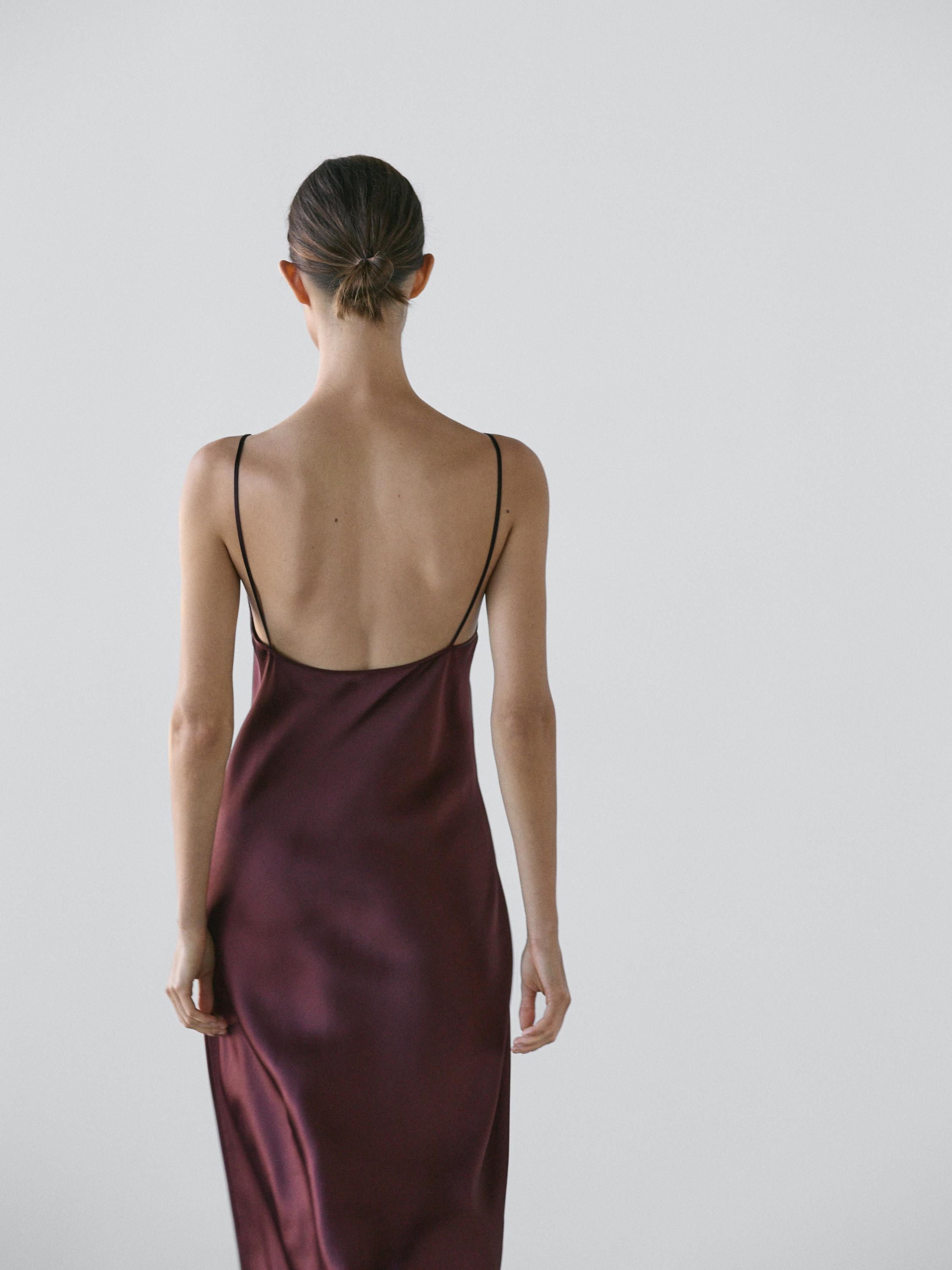 Flowing midi slip dress — BURGUNDY