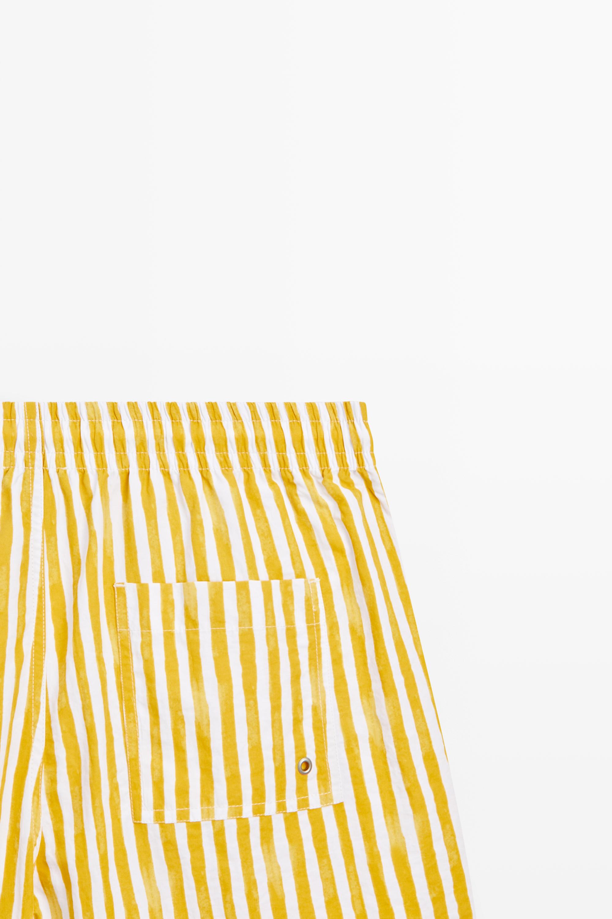 Striped printed swimming trunks — YELLOW