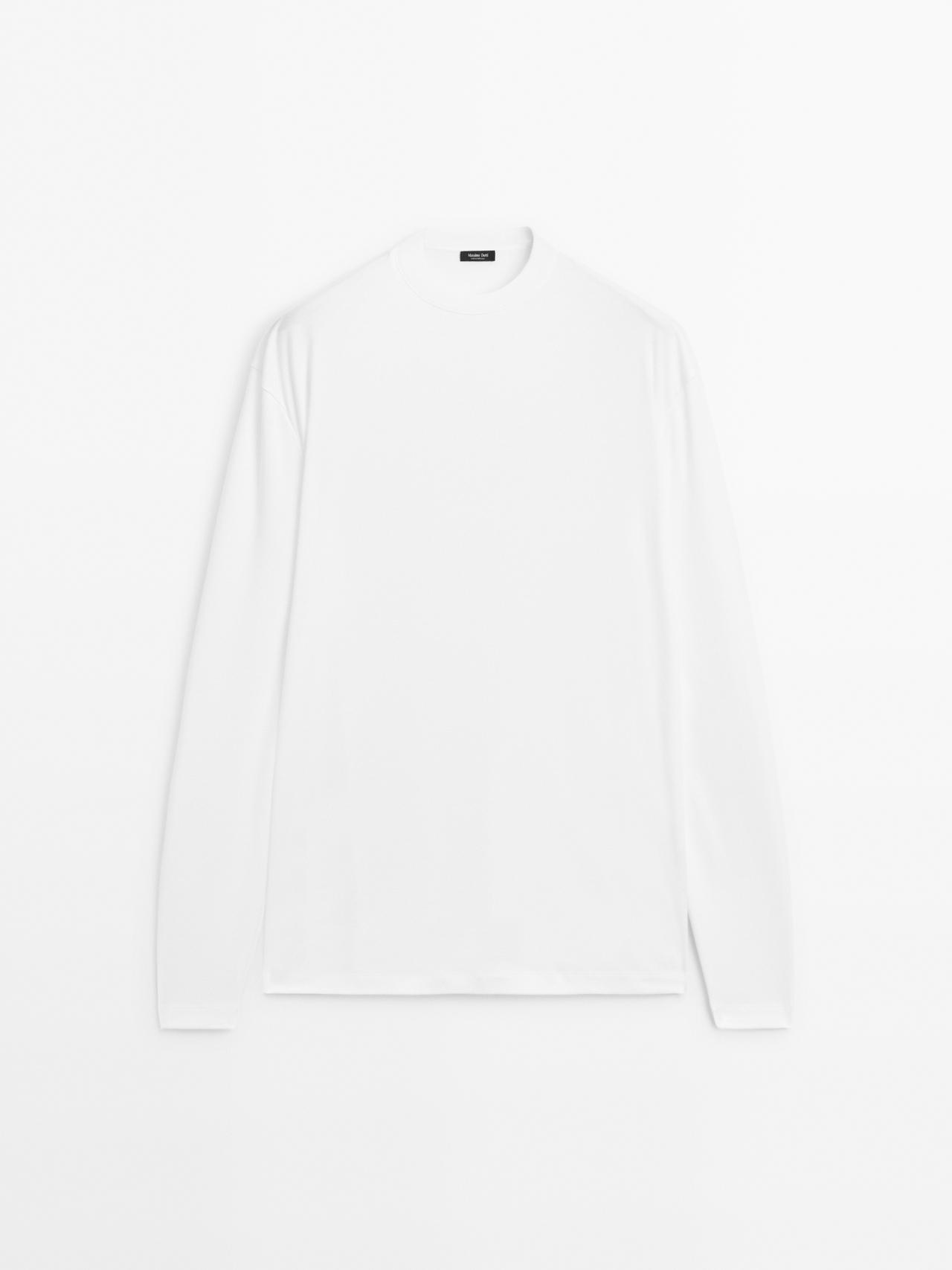 Massimo Dutti - Herre - Langærmet T-Shirt I Bomuld Med Mellemvægt - Hvid - S