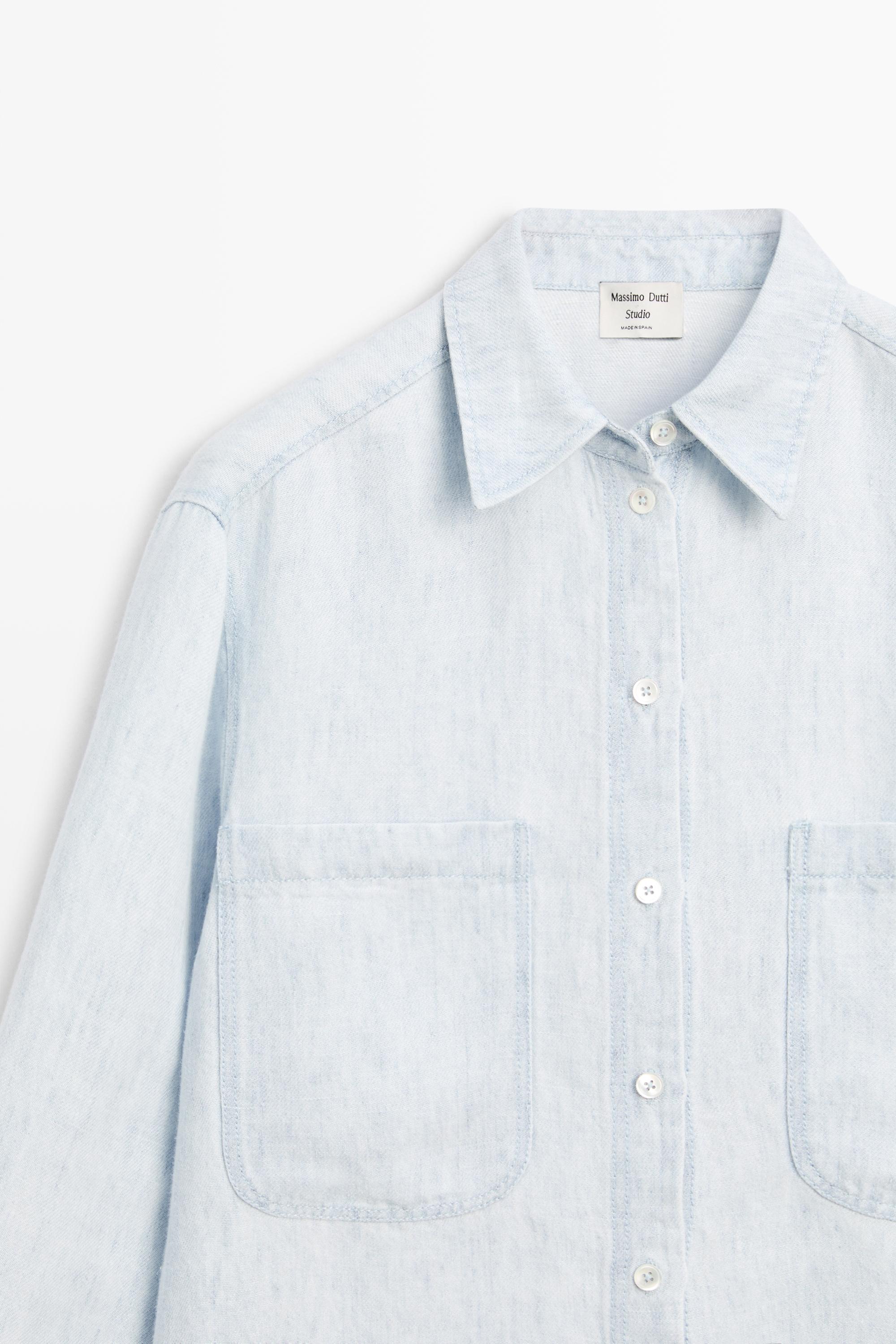 Denim effect pocket shirt - STUDIO — Light Blue