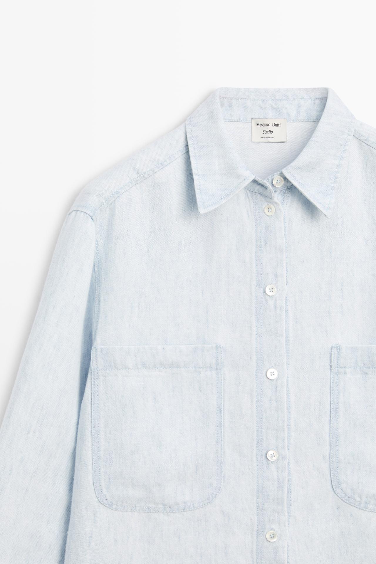 Denim effect pocket shirt - STUDIO — Light Blue
