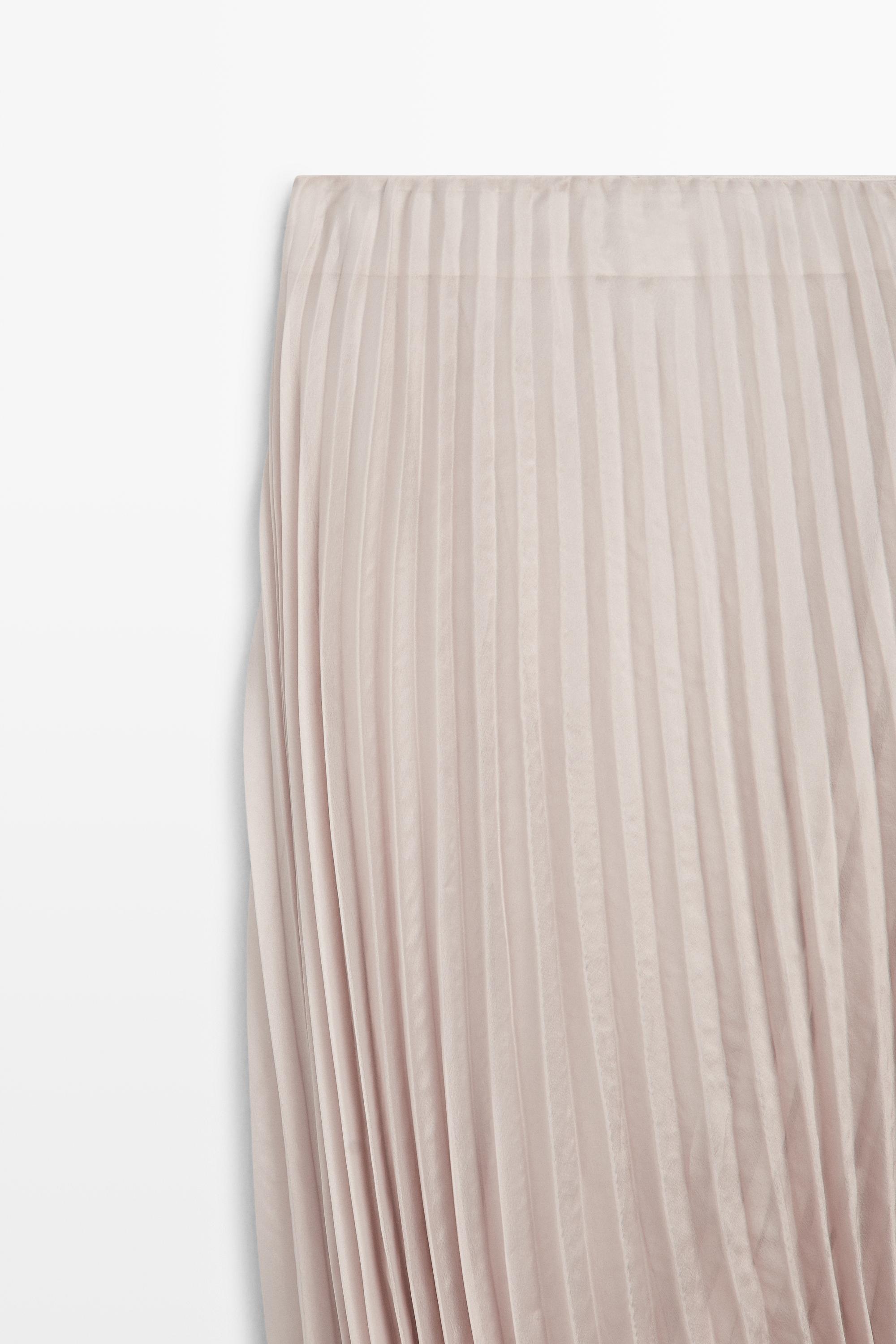 Pleated Bubble Hem Midi Skirt - STUDIO — Pink