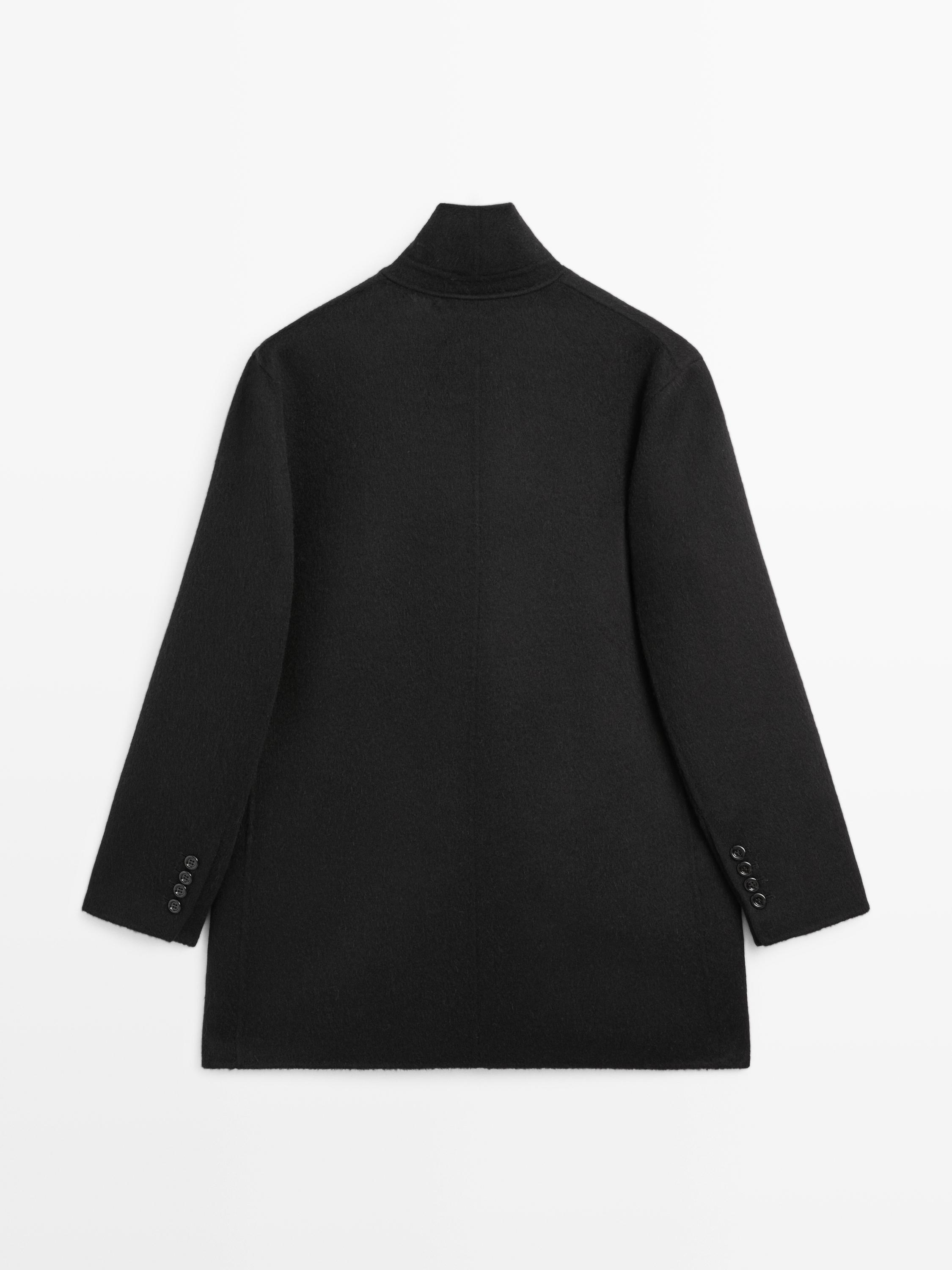 Cappotto con collo alto in misto lana