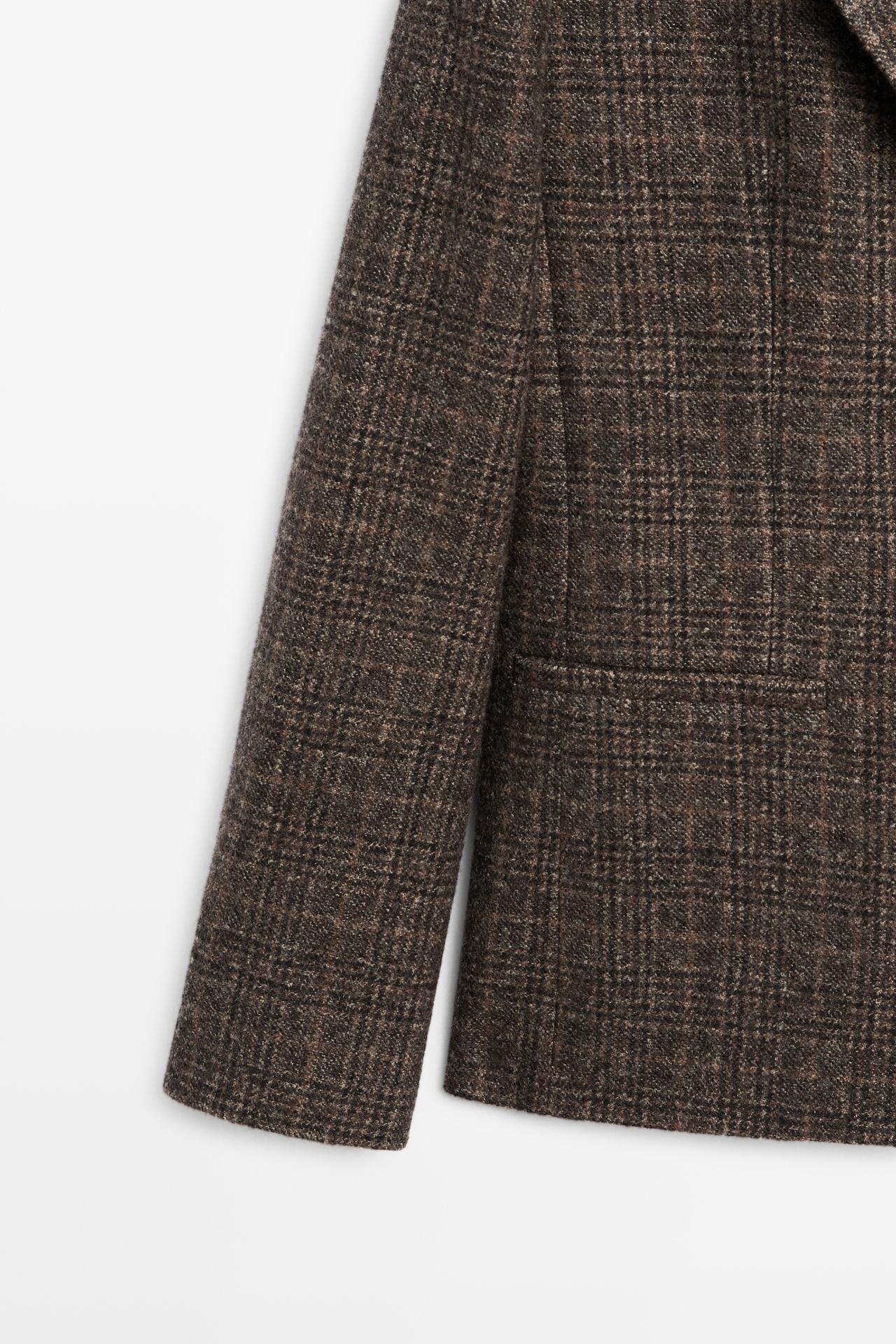 100% wool check blazer — BROWN