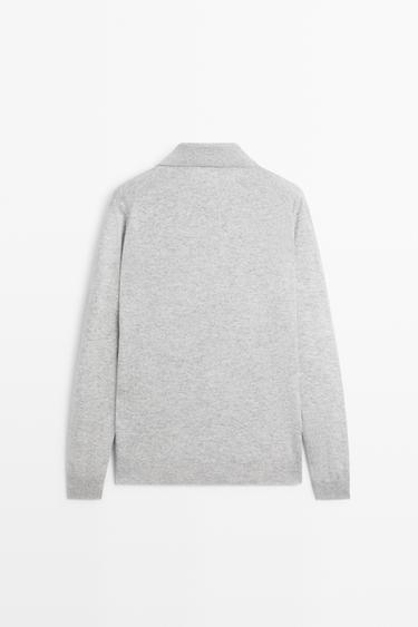 Wool blend knit polo sweater — GREY MARL 6