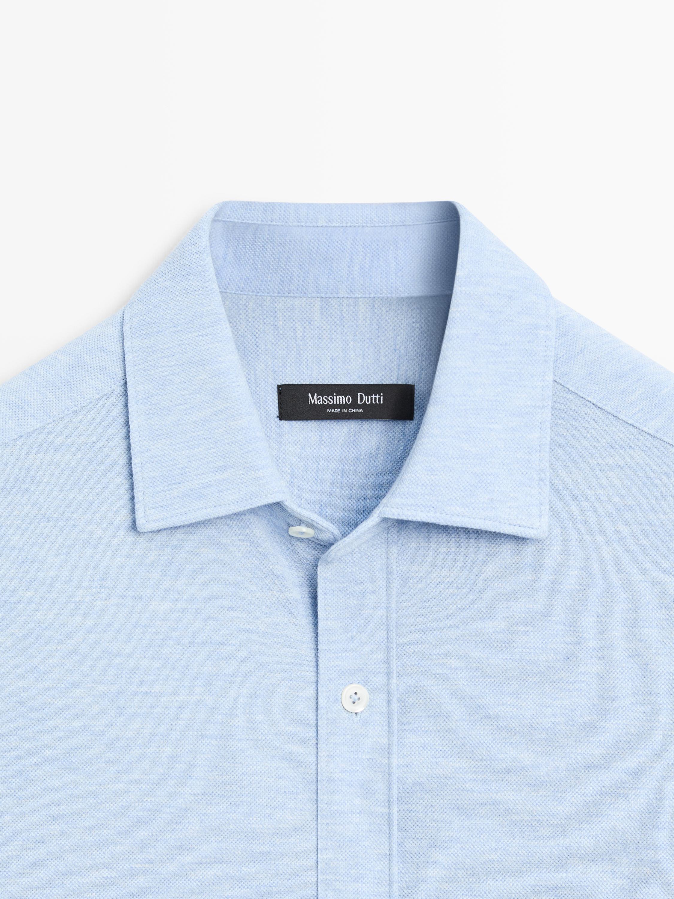 Regular fit melange shirt — SKY BLUE