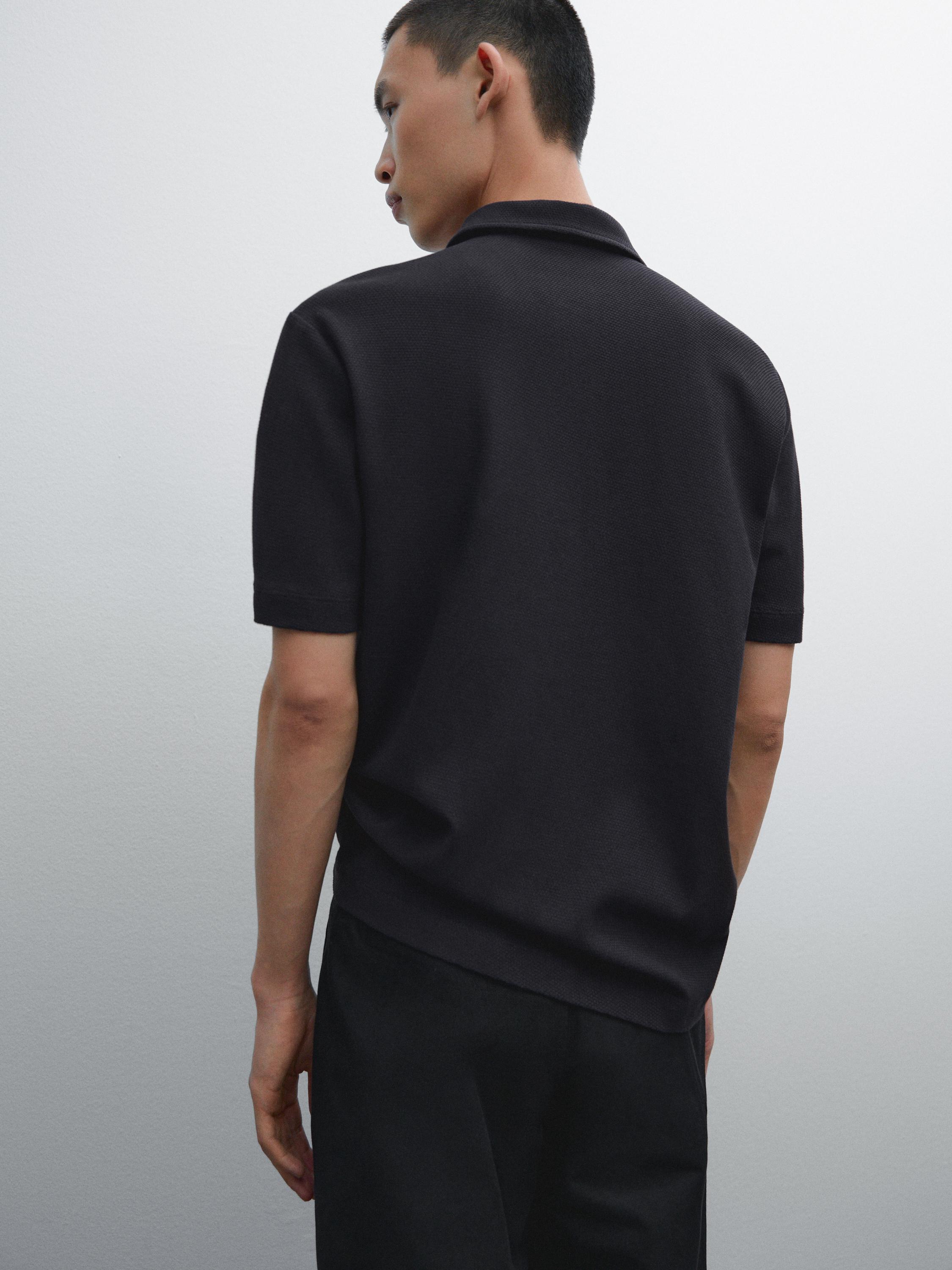 100% cotton textured knit polo shirt