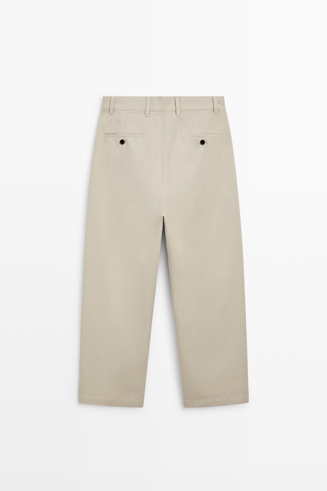 Barrel fit pants with pleat detail — BEIGE