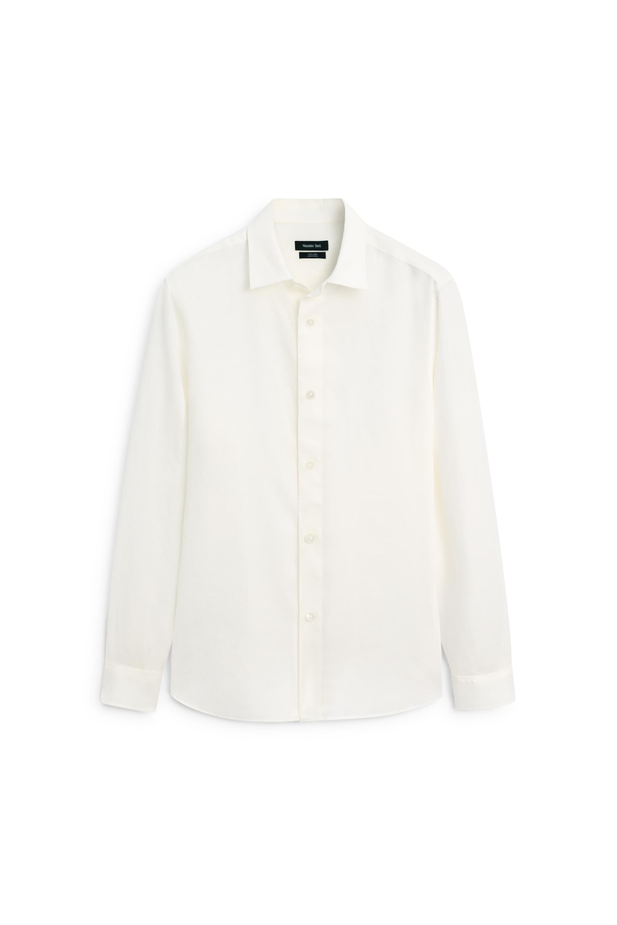 100% linen regular fit shirt — CREAM