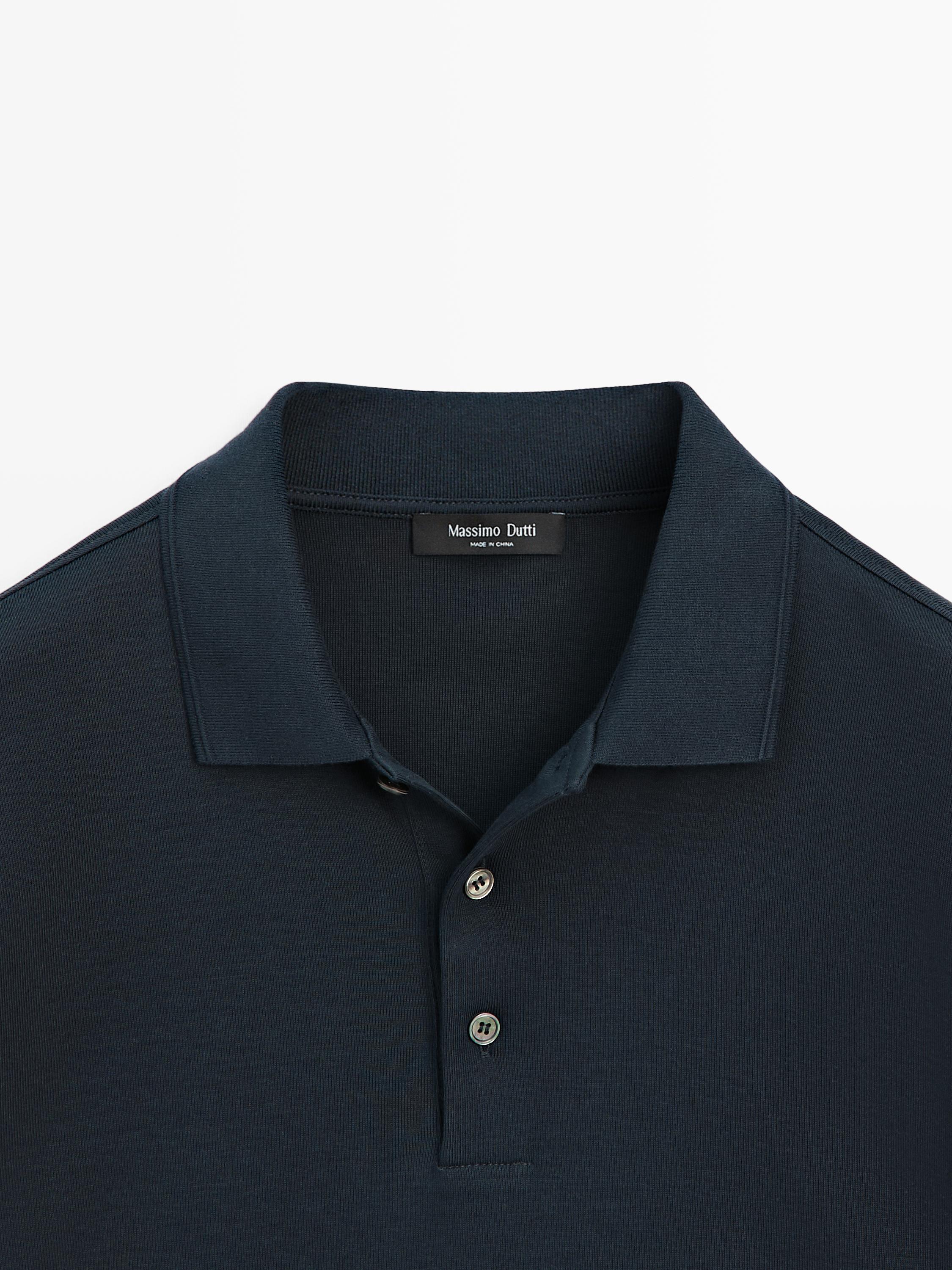 Short sleeve cotton polo shirt — NAVY BLUE