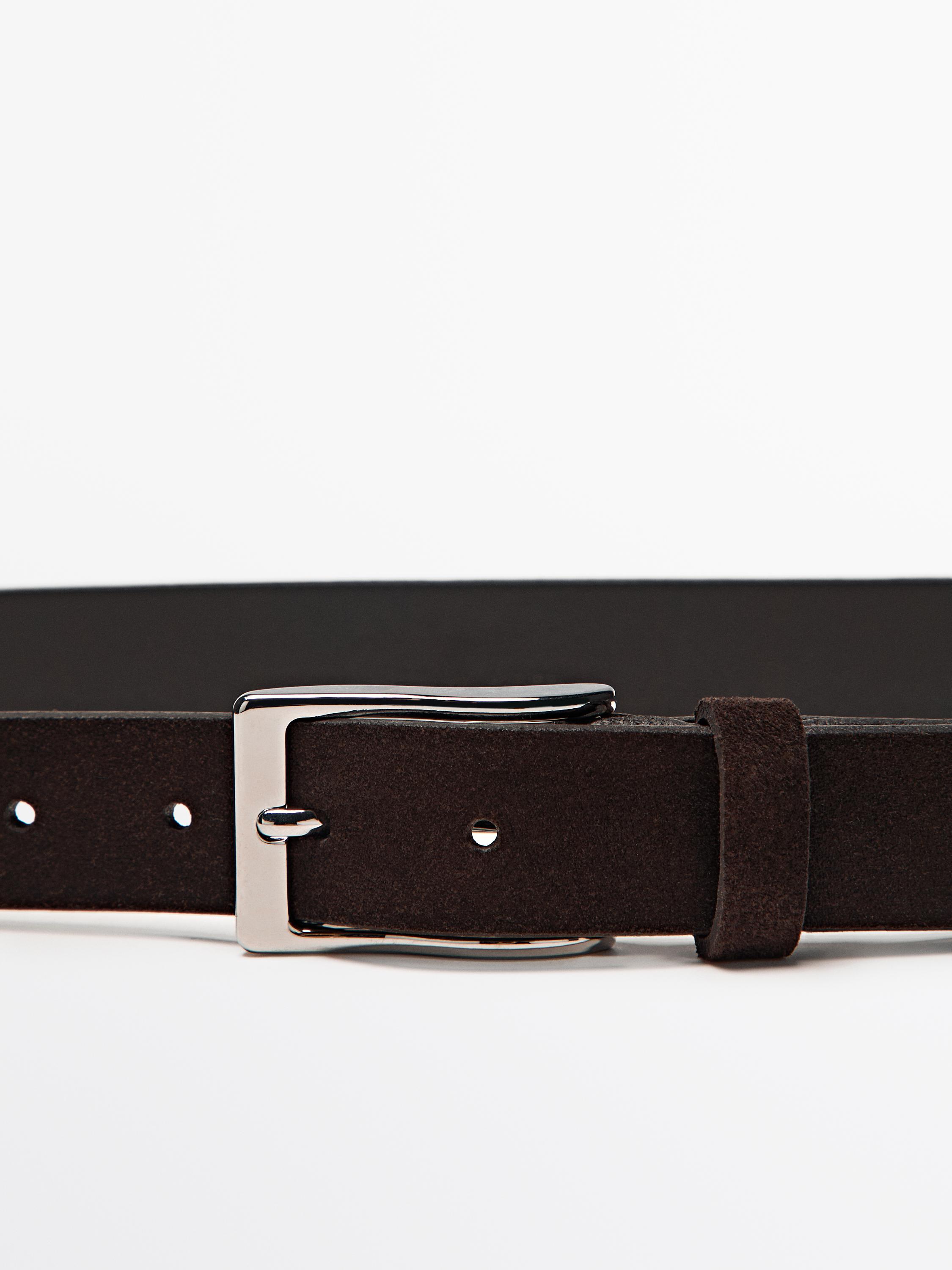 Plush nappa leather belt — BROWN