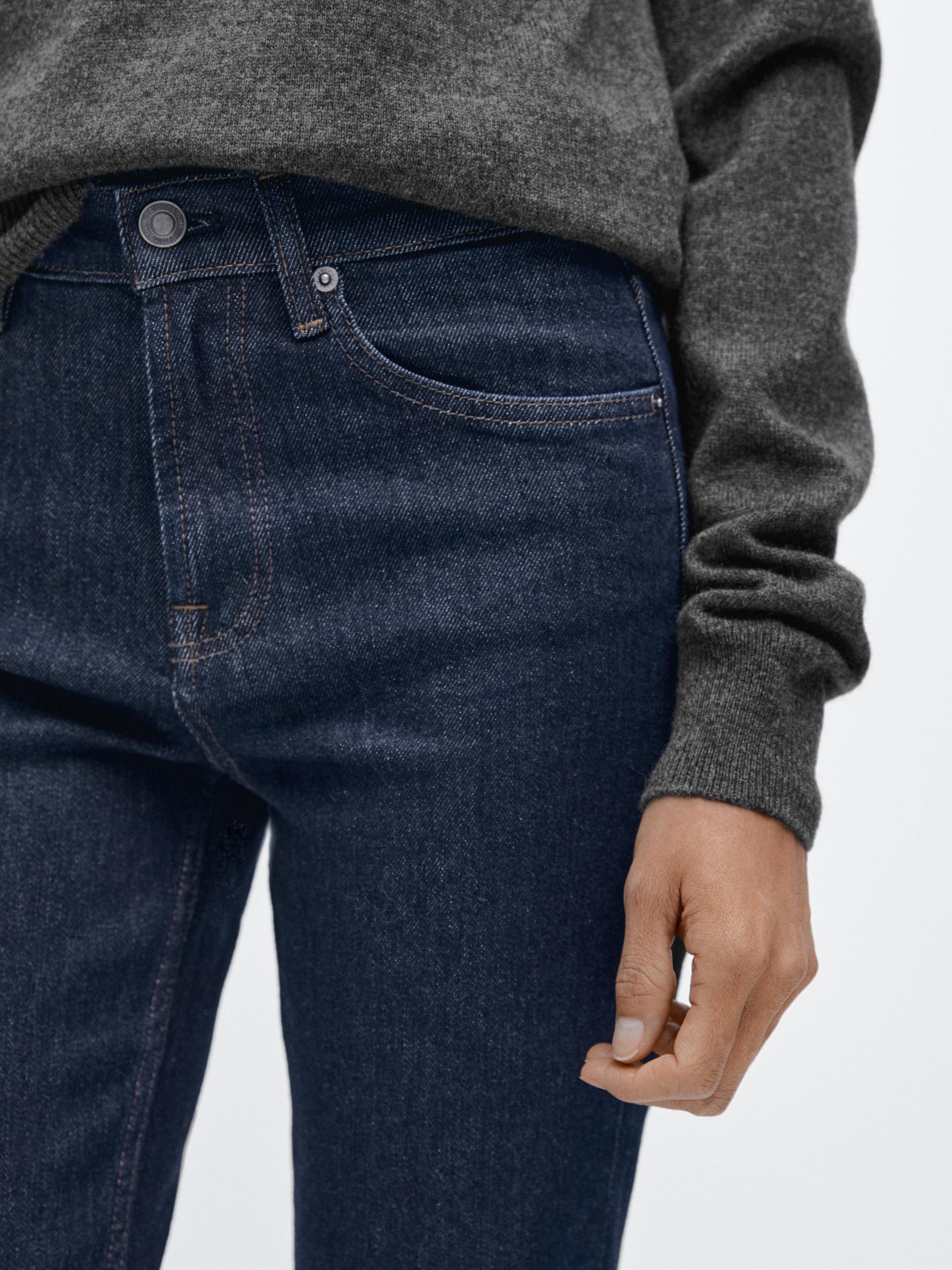 Mid-rise cropped slim fit jeans — DARK BLUE