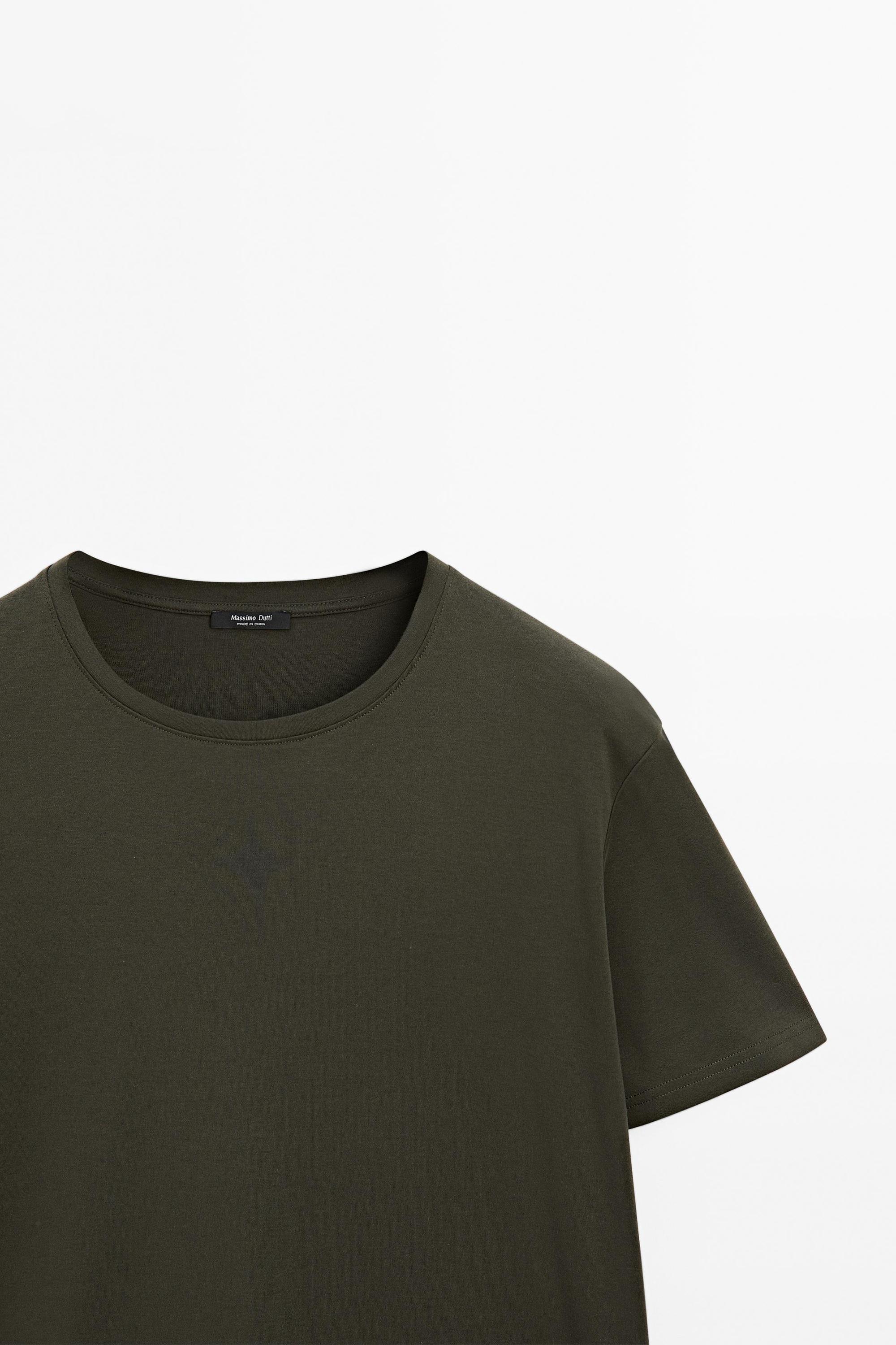 100% mercerised cotton T-shirt — KHAKI