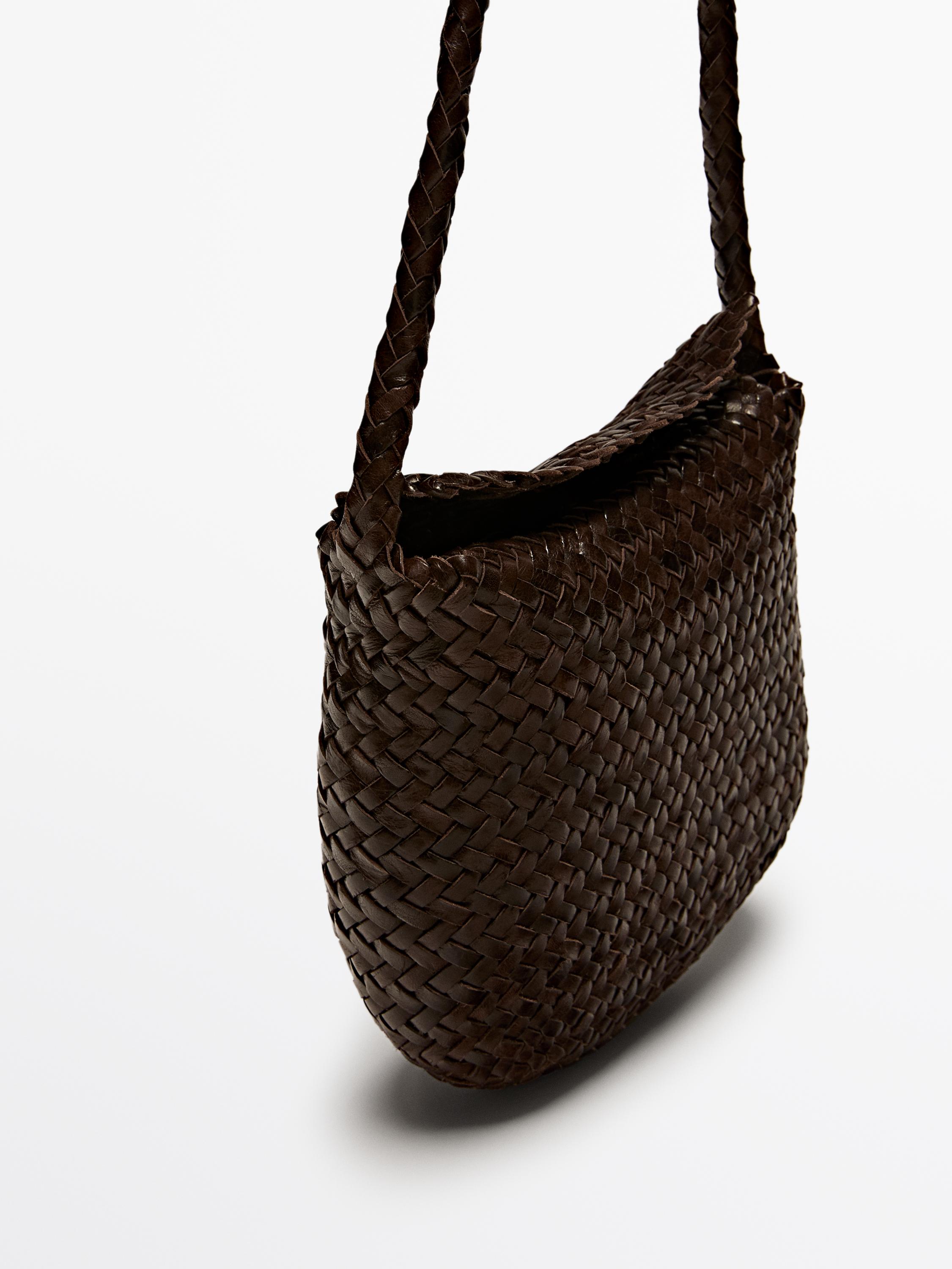 Braided nappa leather crossbody bag