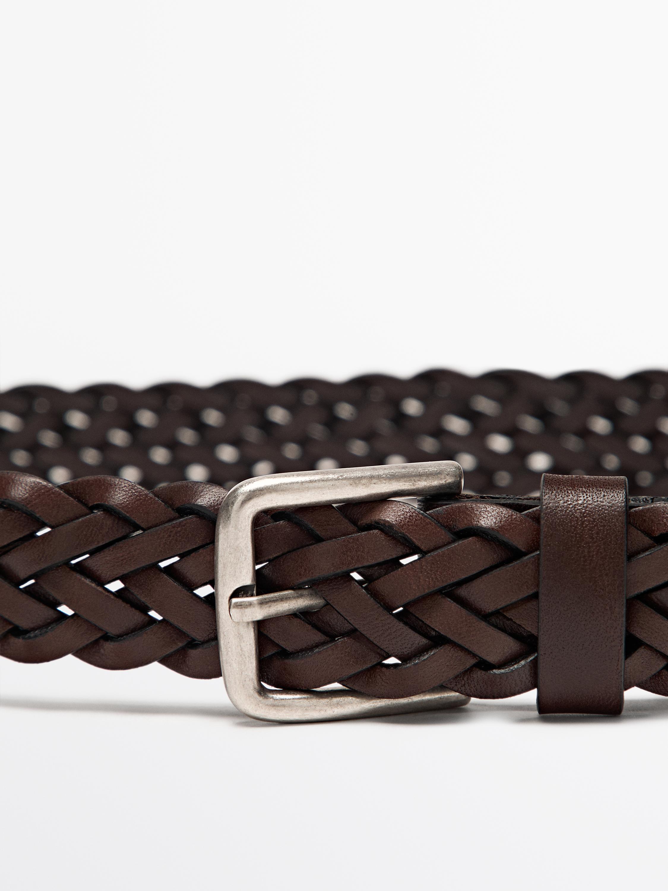 Braided nappa leather belt