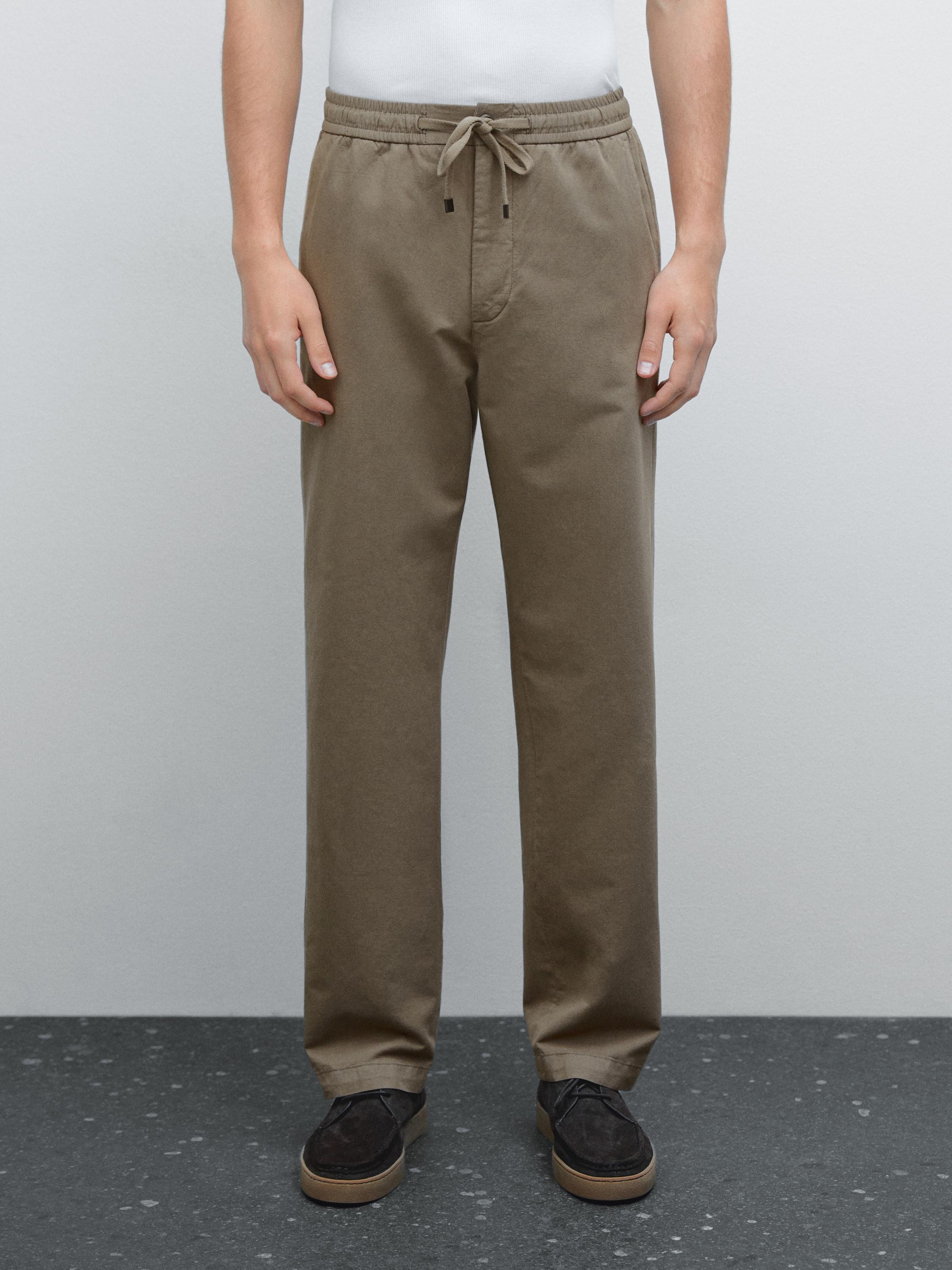 Cotton blend jogger fit trousers