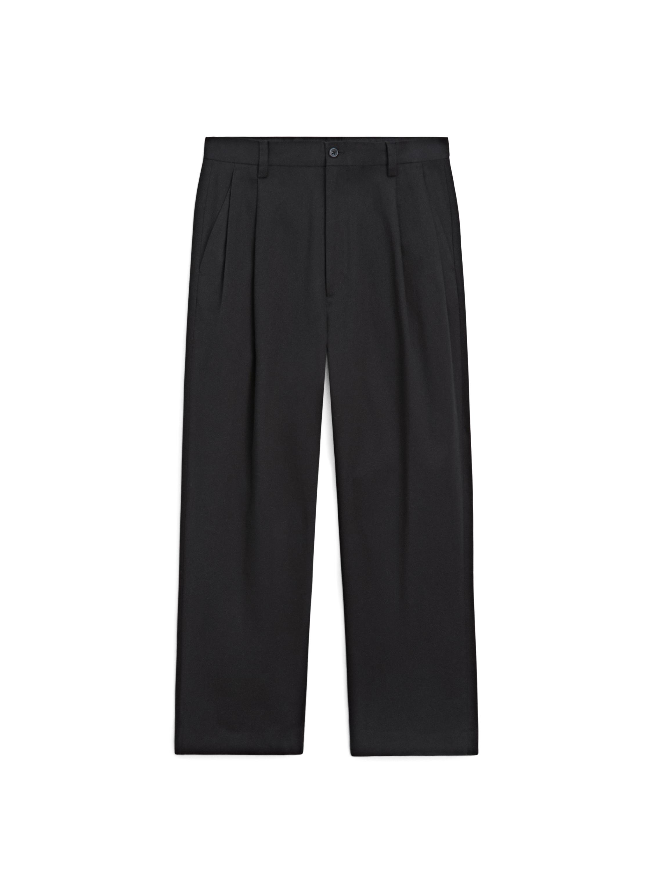 Cotton trousers with darts — NAVY BLUE