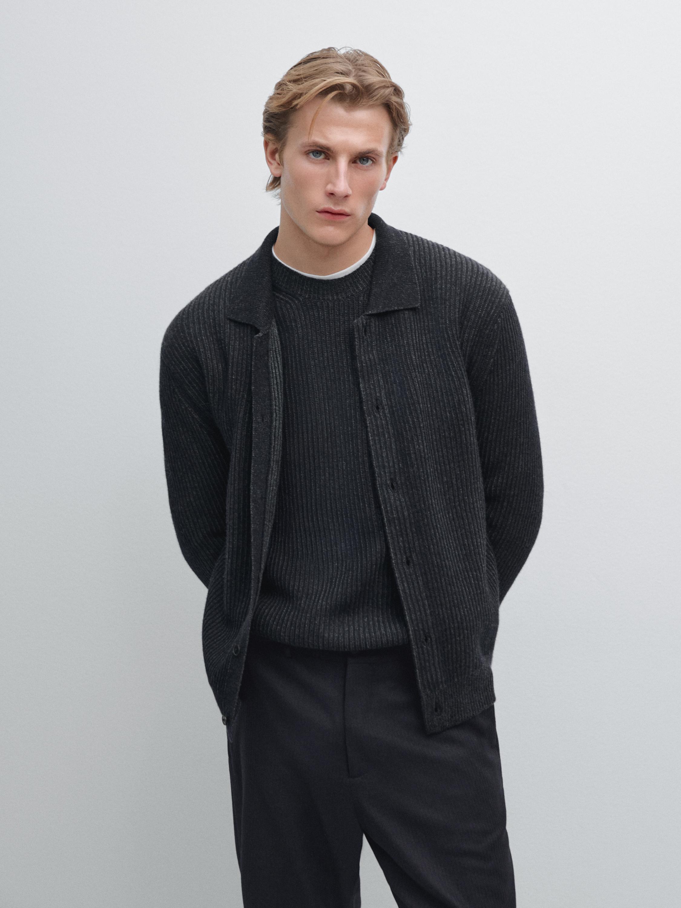 Wool blend knit cardigan