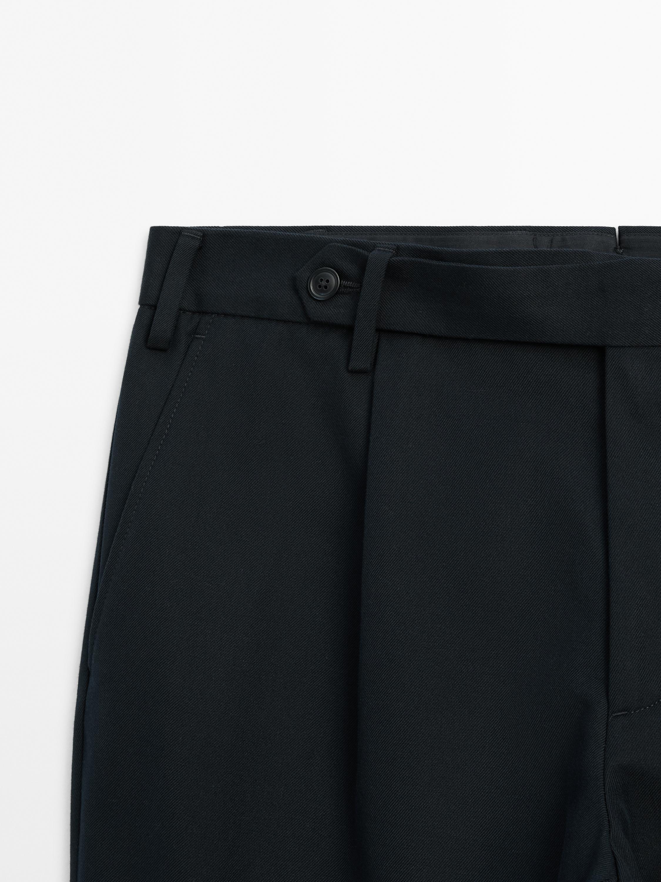 Cotton blend darted trousers