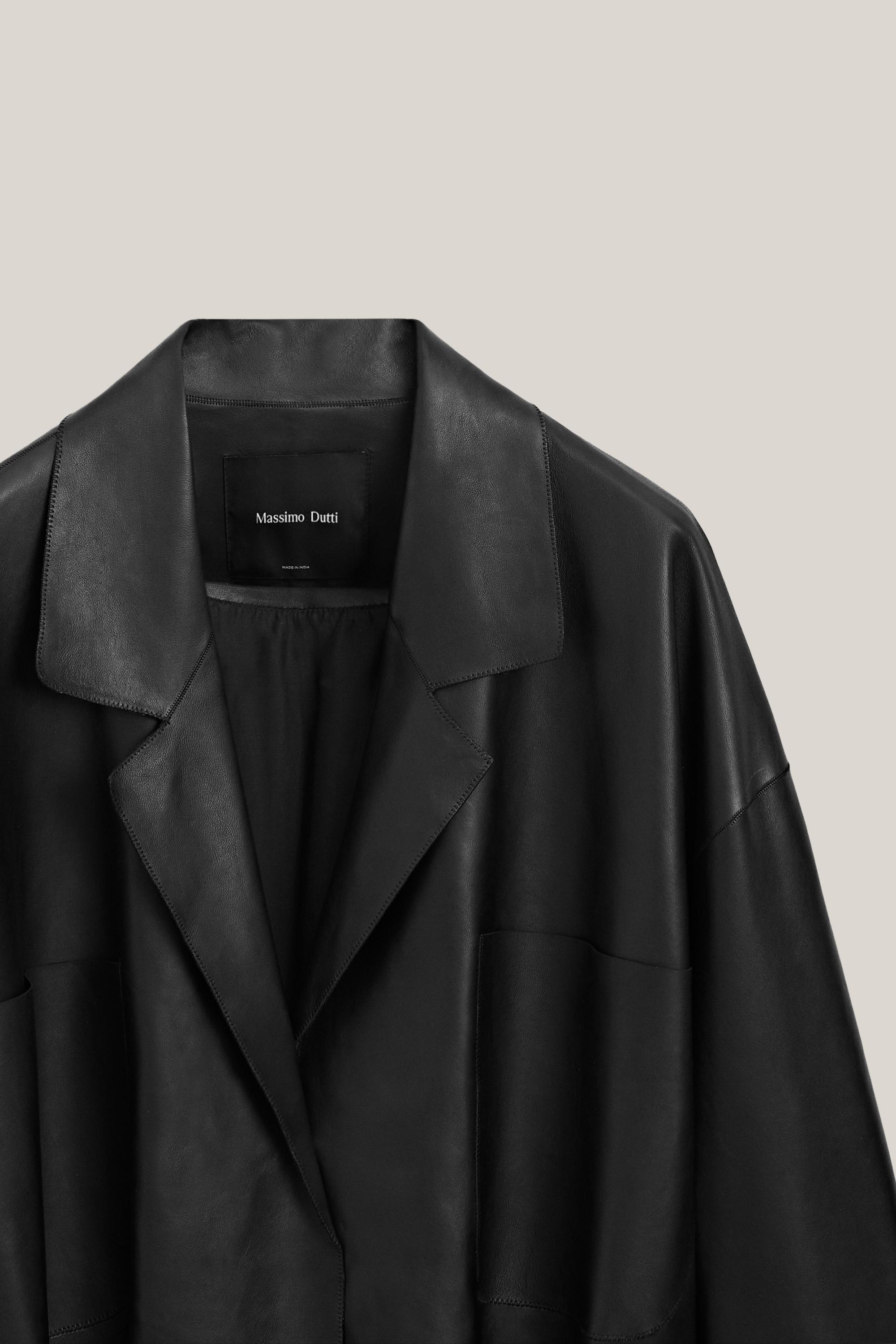 Long nappa leather jacket with tie - LIMITED EDITION — BLACK