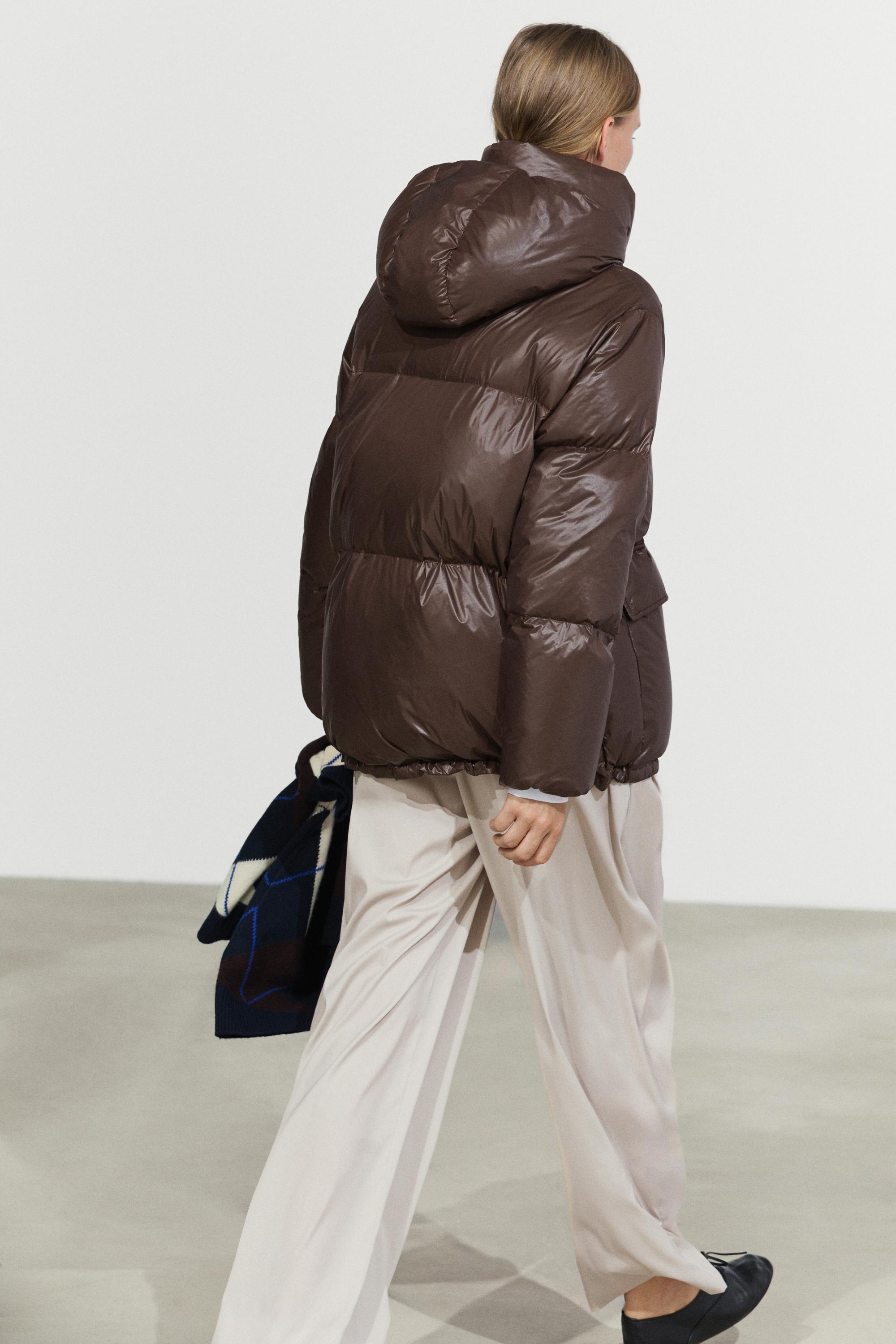 Stand-up collar down jacket — BROWN