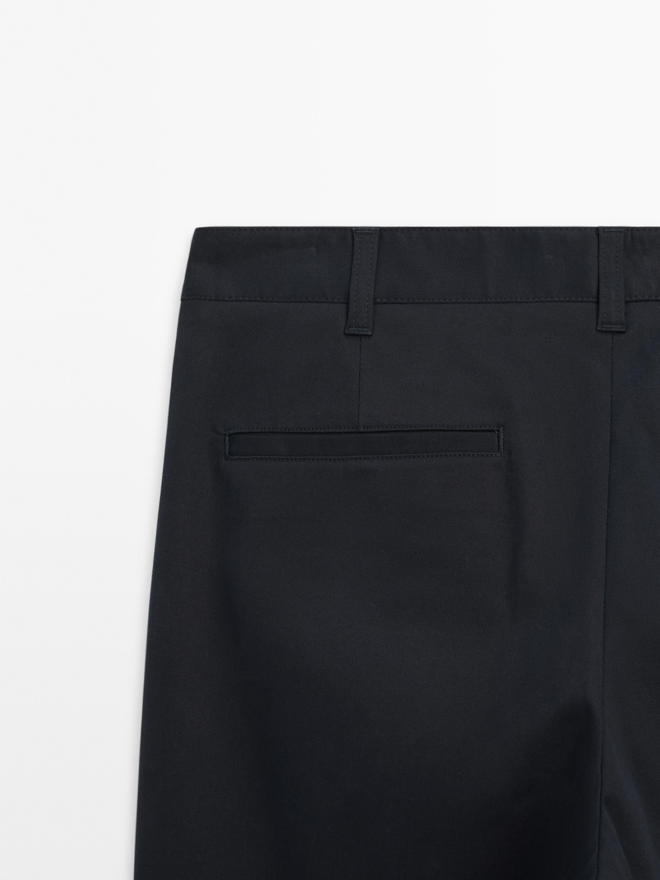 Cotton blend slim fit trousers
