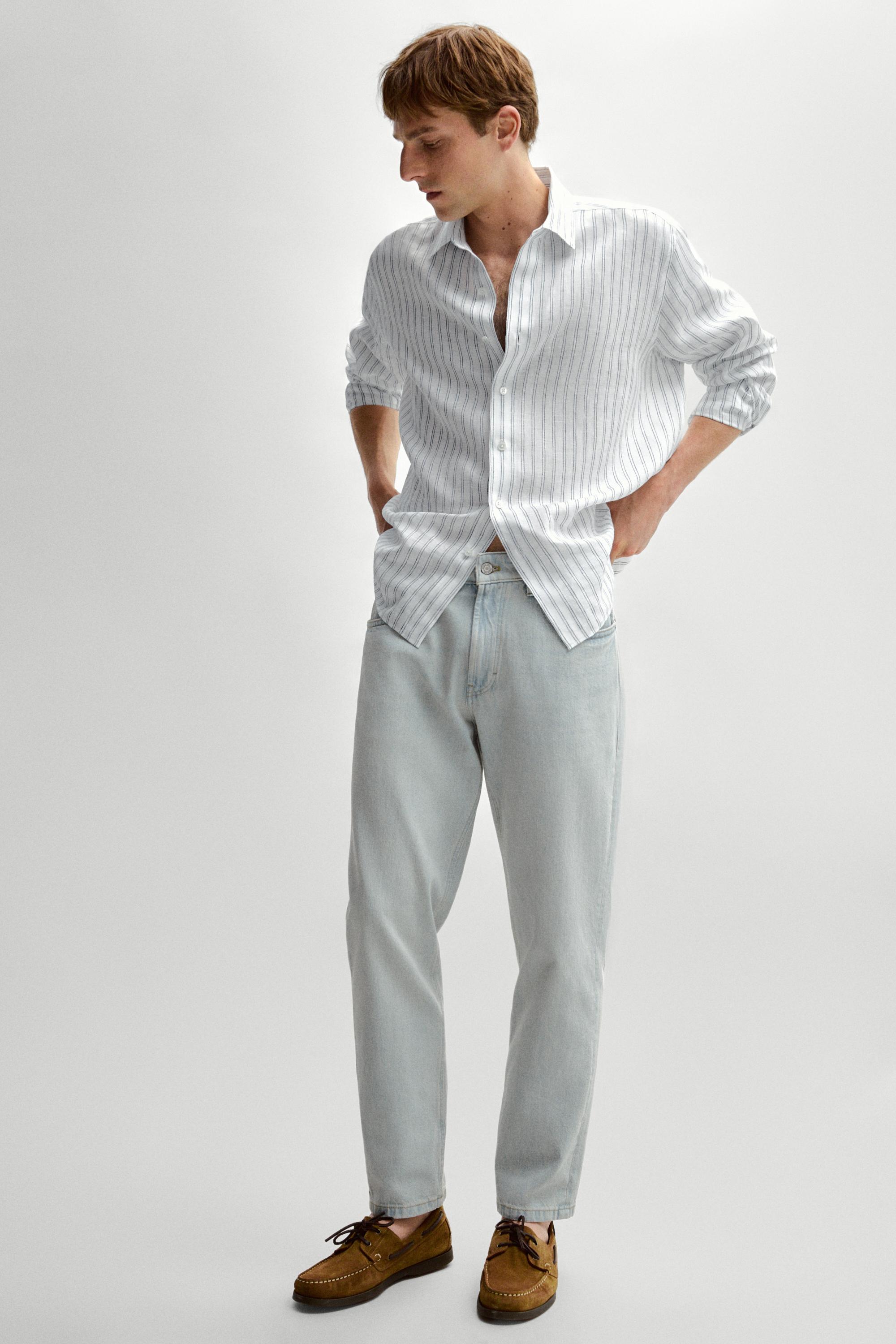 100% linen regular fit shirt — TURQUOISE