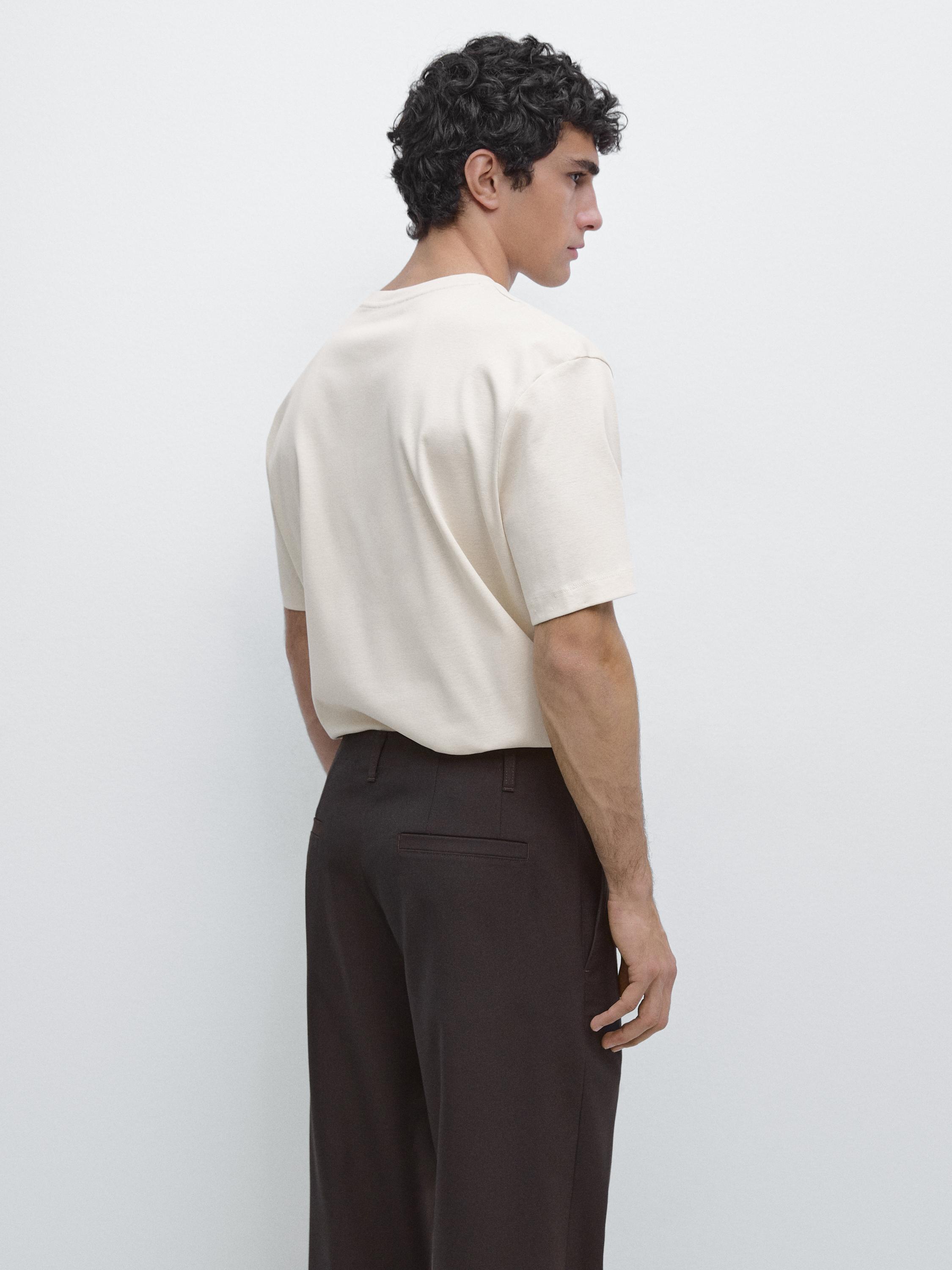 100% mercerised cotton T-shirt — CREAM