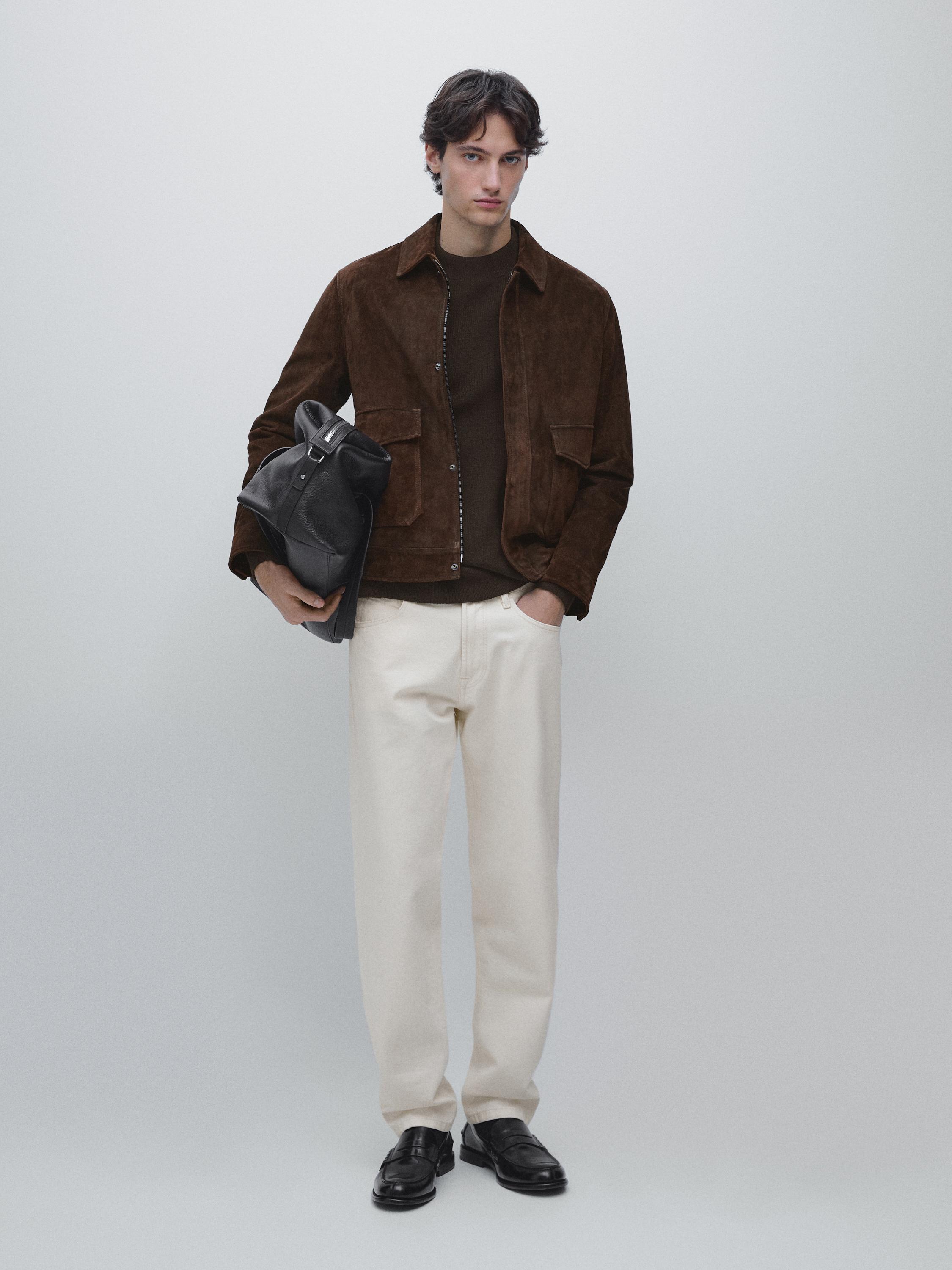 Veste en cuir finition daim