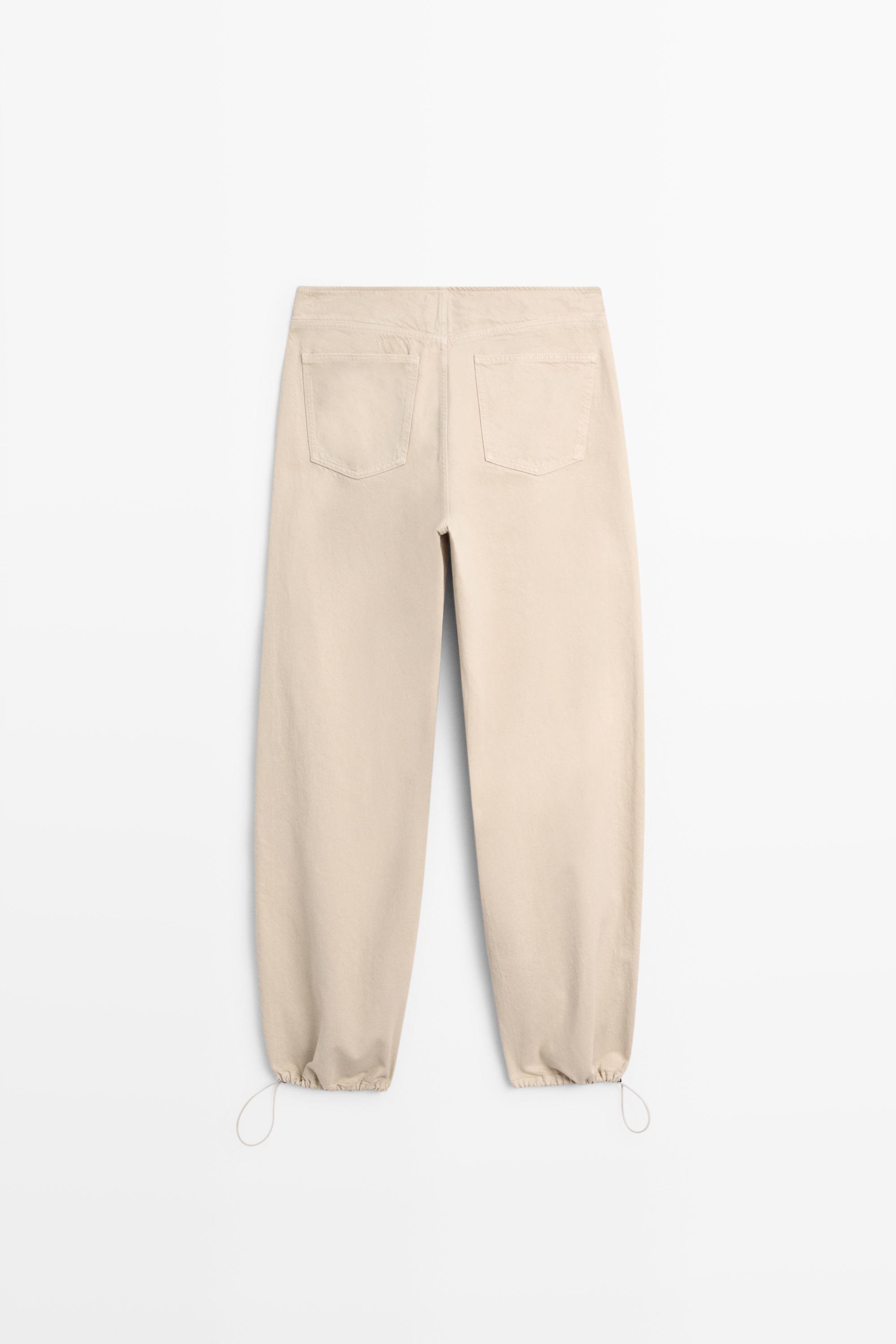Relaxed fit parachute pants — BEIGE