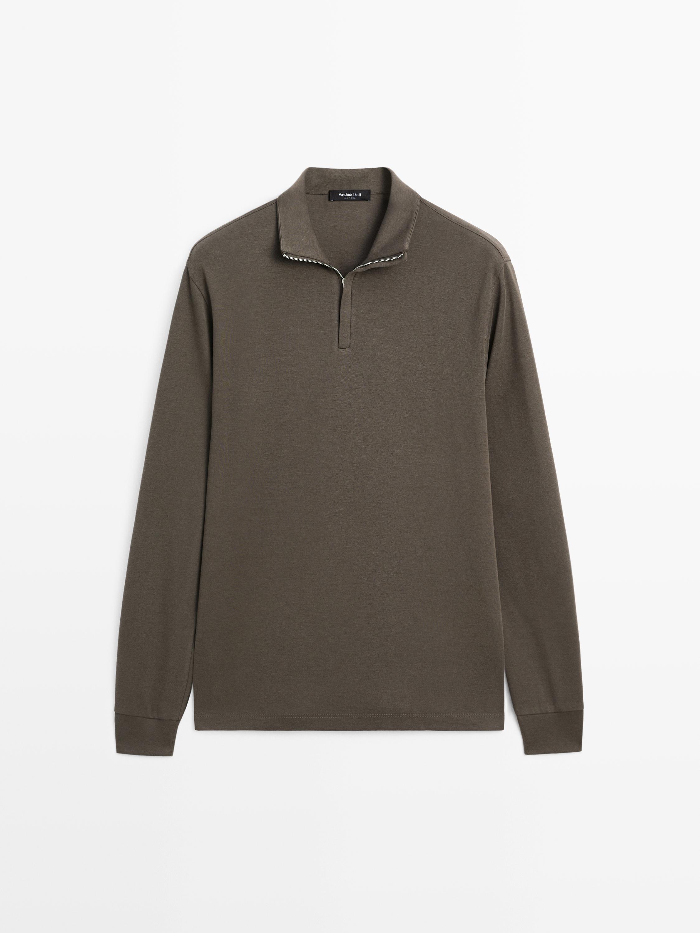 Zipped high neck polo shirt