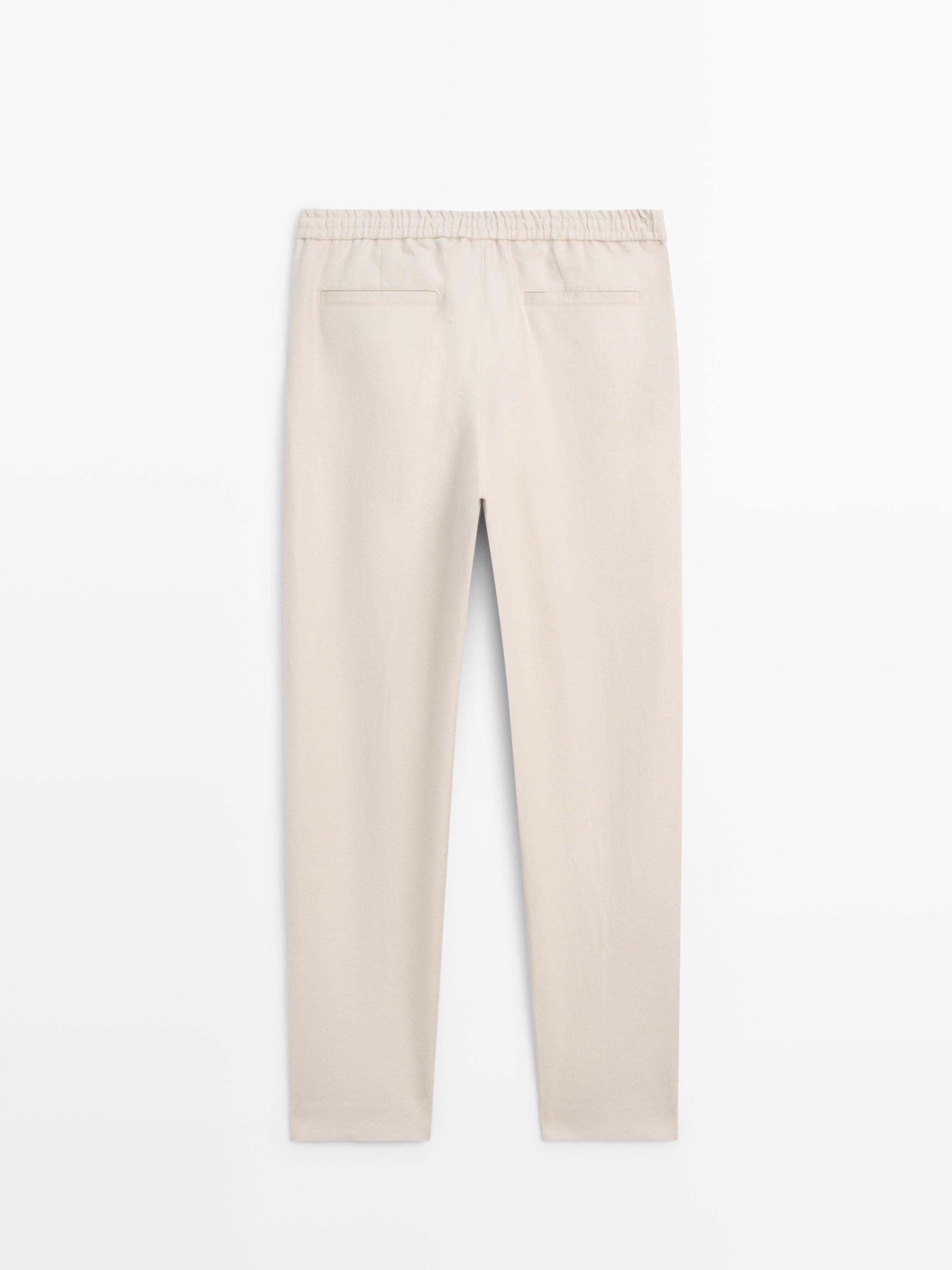 100% linen joggers — BEIGE