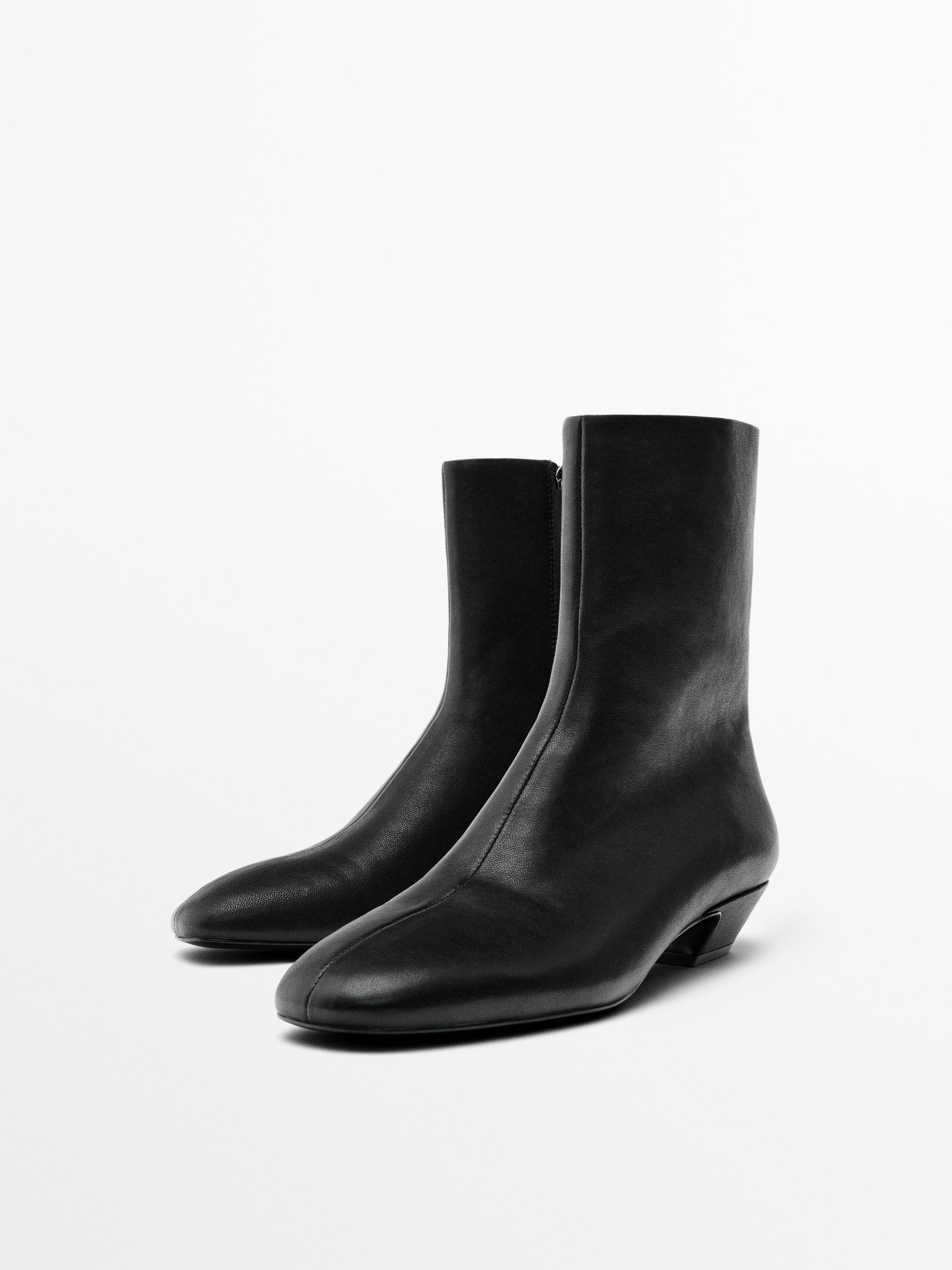 Leather heeled ankle boots