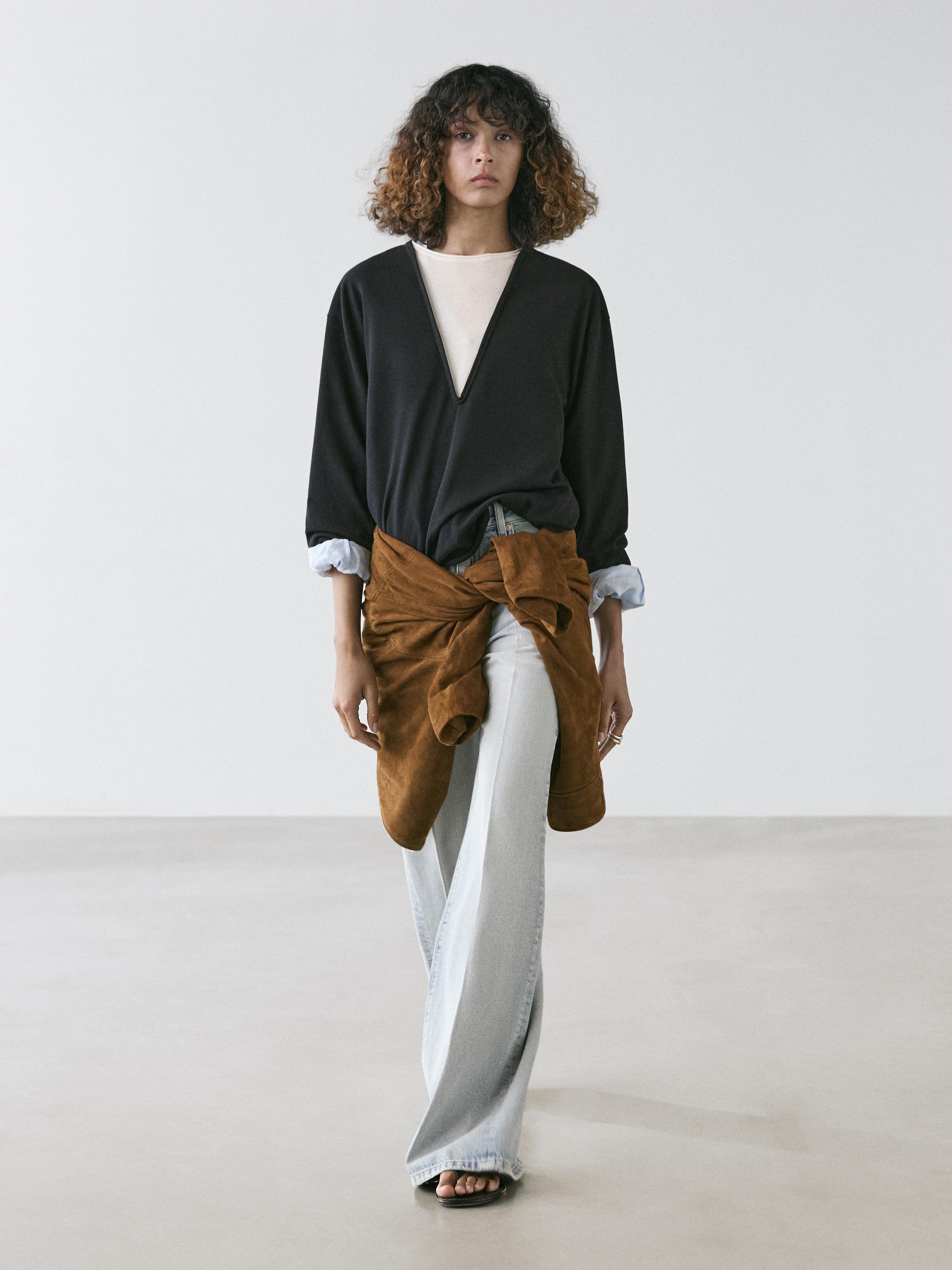 Short suede leather bomber jacket — BROWN