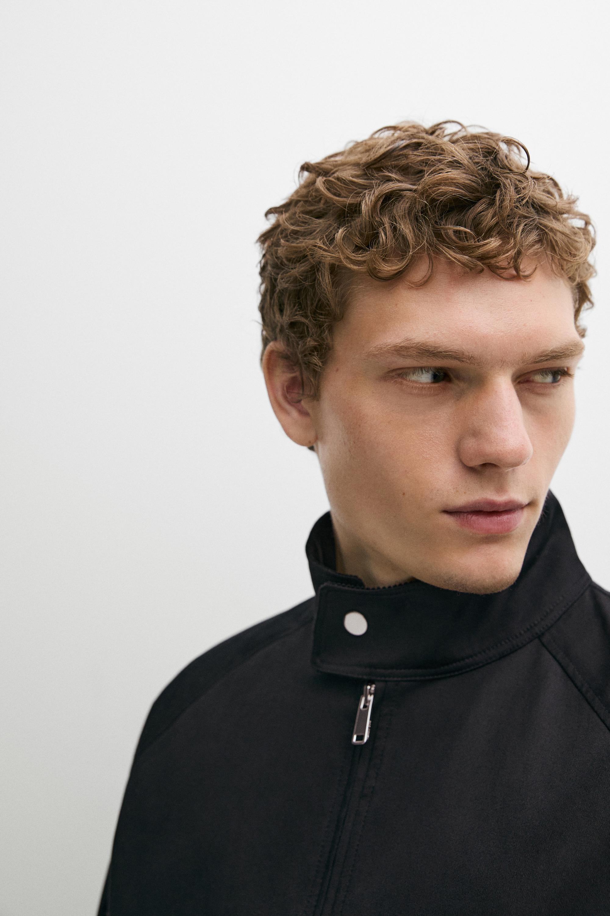 Bomber jacket with collar detail — DARK NAVY