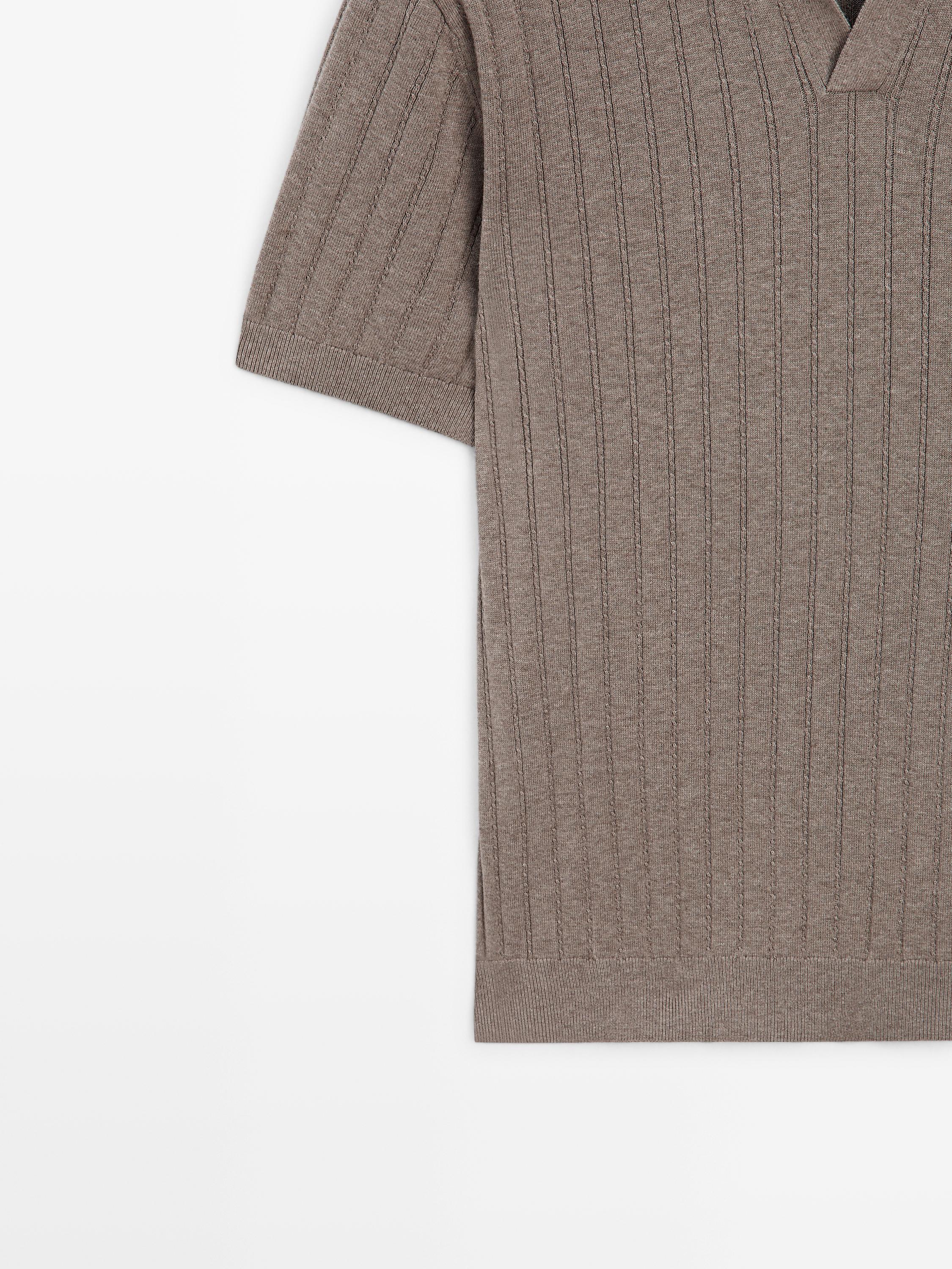 Cable-knit polo sweater — MINK