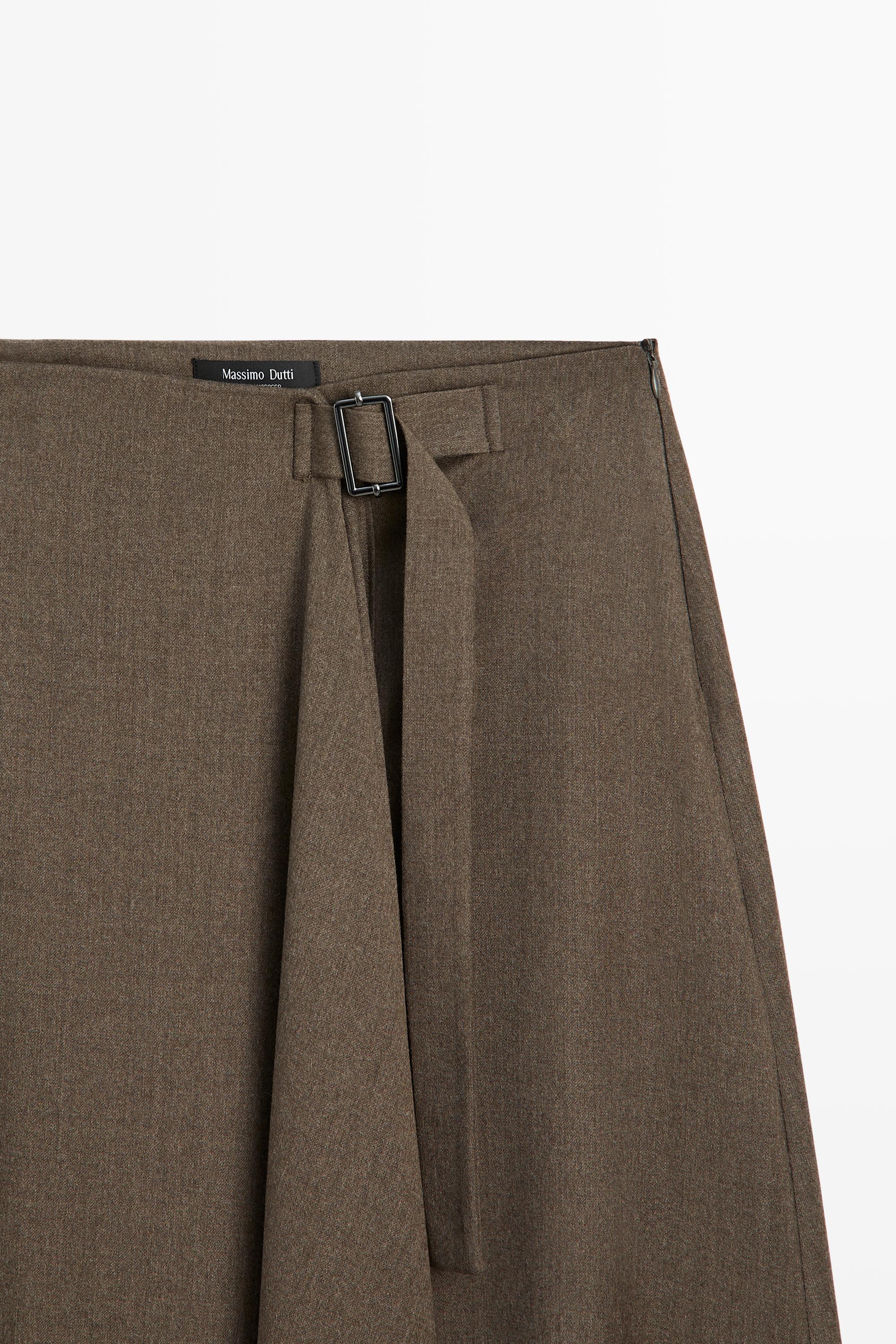 Buckle detail midi skirt — MOLE BROWN